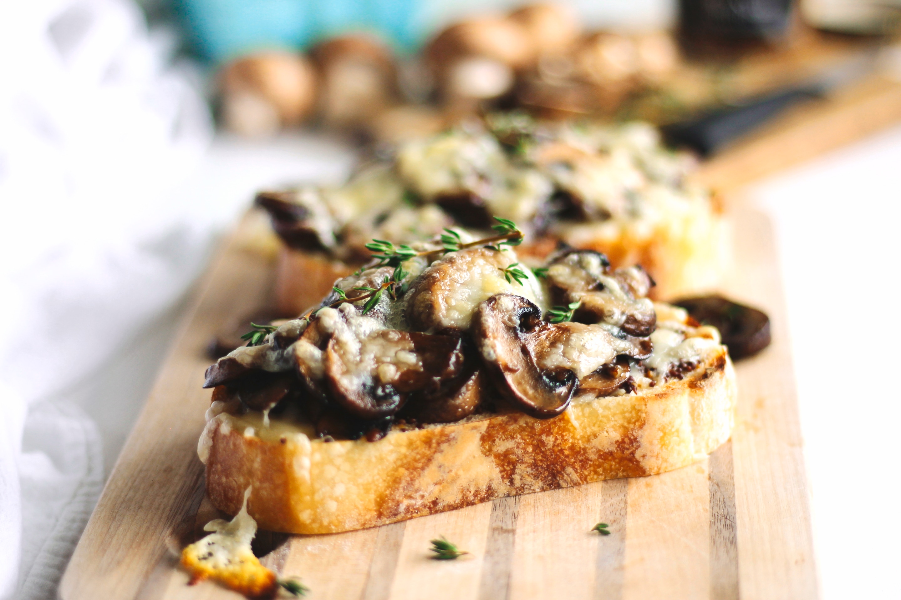 Maille Cheesy Mushroom Toast With Mustard and Thyme