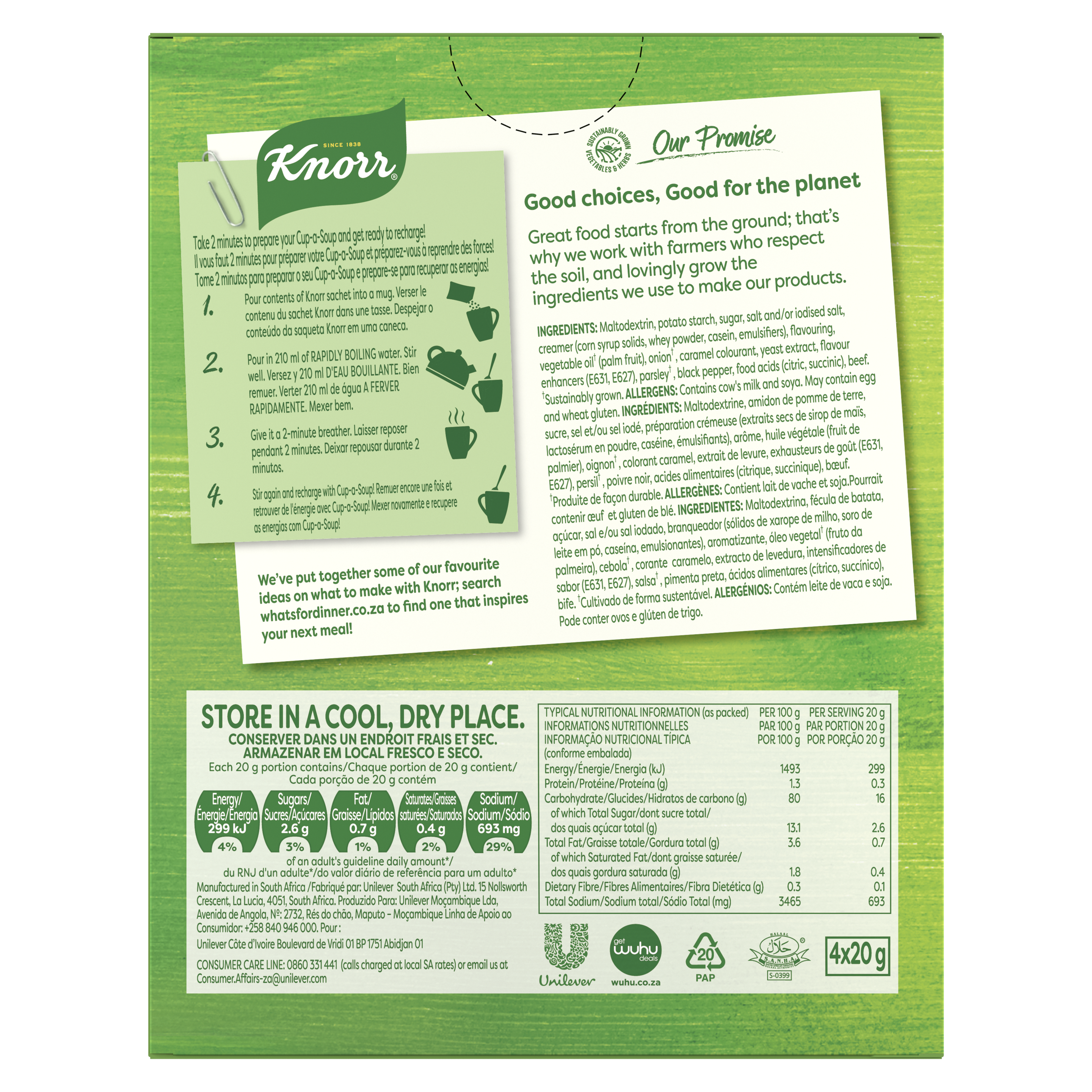 Knorr Cup-A-Soup Hearty Beef  Instant Soup