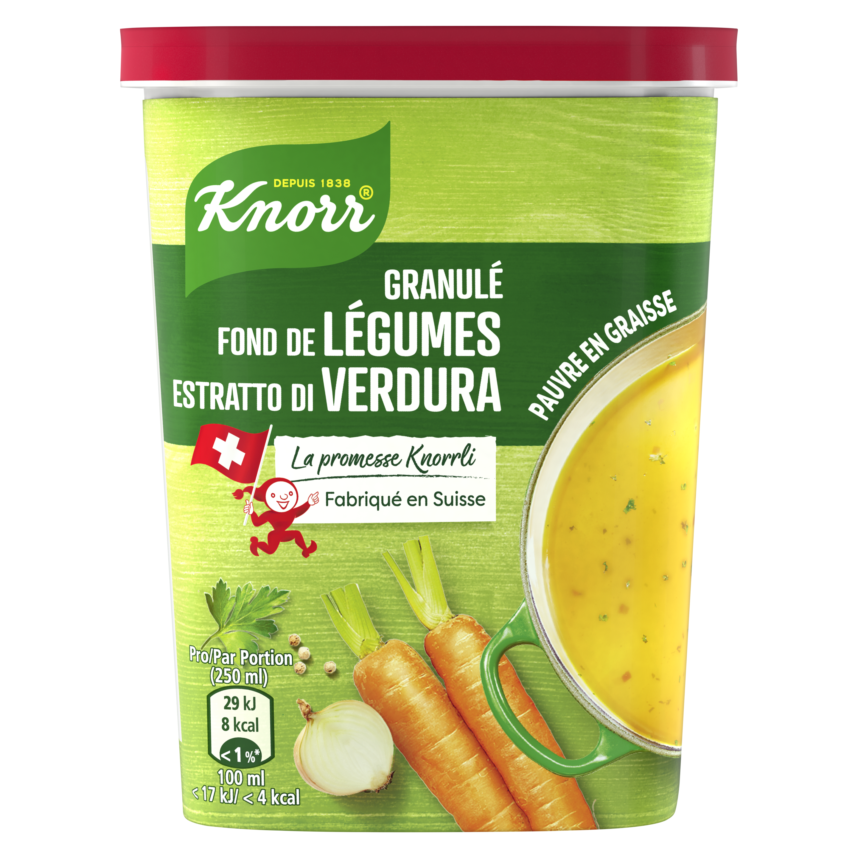 KNORR Fond de légumes granulé pauvre en graisse 250 g boîte packshot