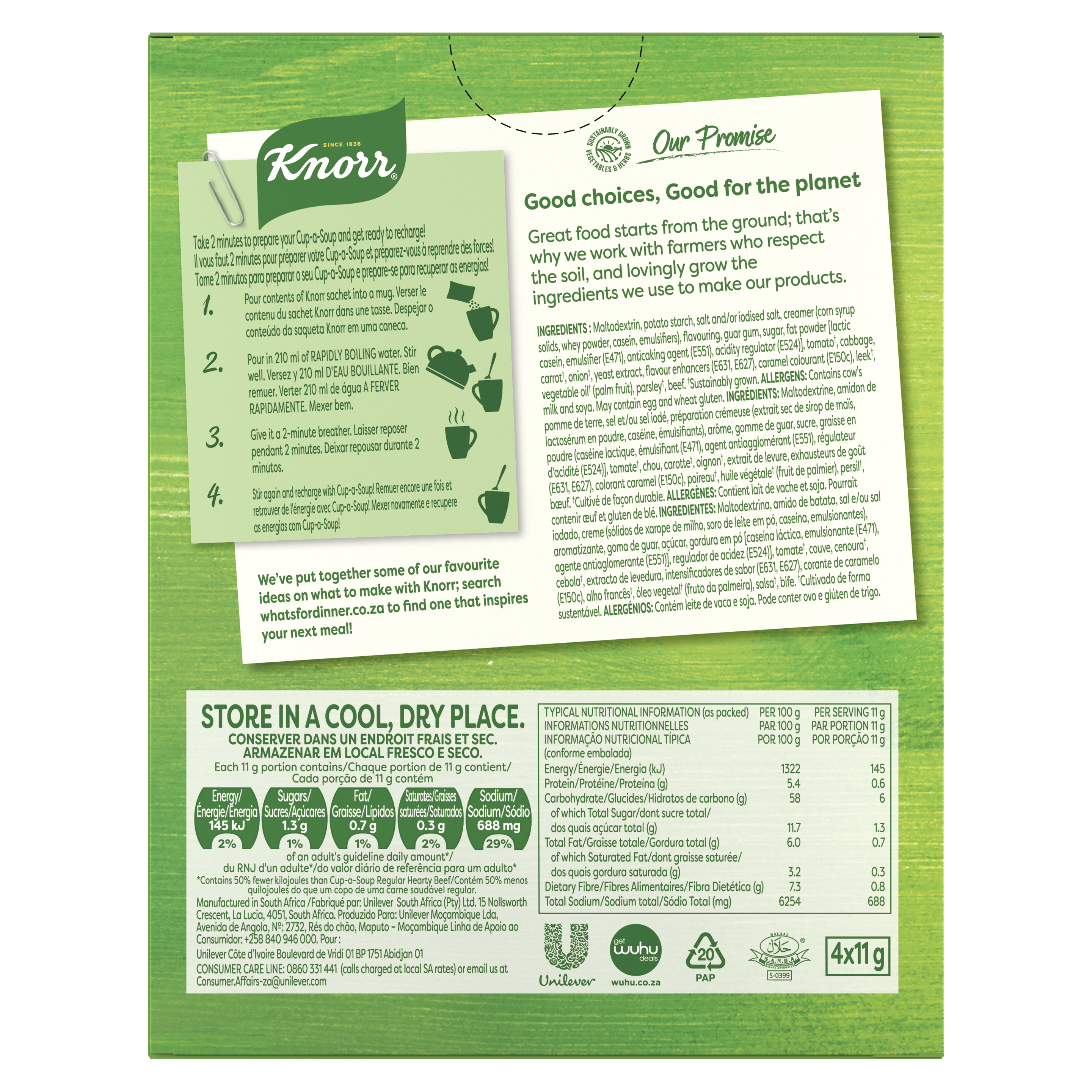 Knorr Cup-A-Soup Lite Beef and Vegetable Instant Soup