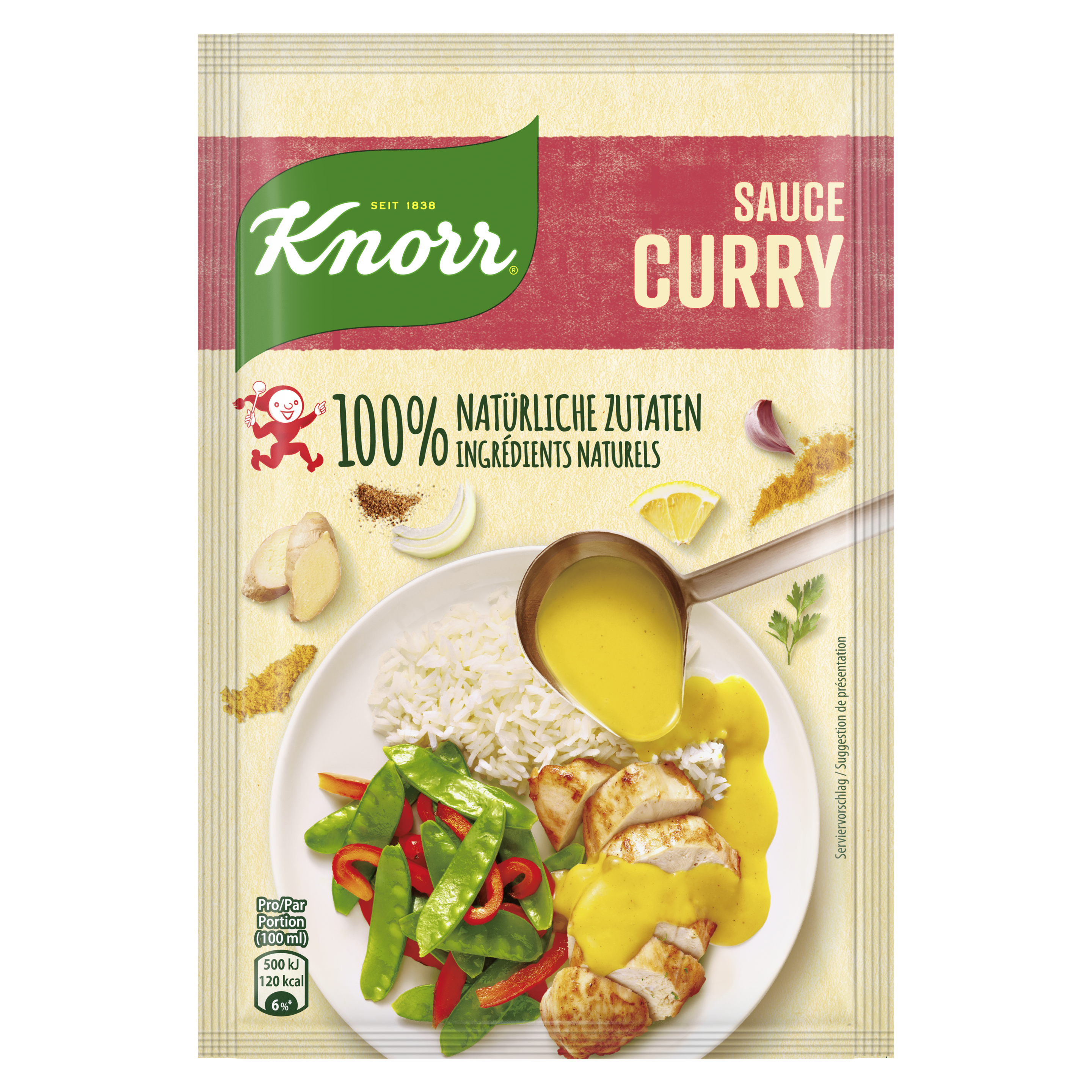 KNORR 100% natürliche Zutaten Curry Sauce Beutel 2.5 Portionen