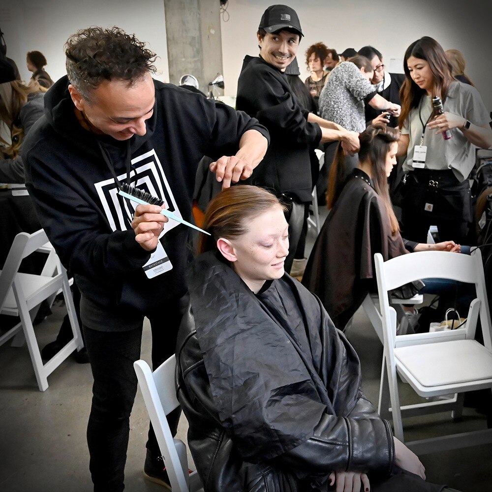 Getting my hair done at NYFW