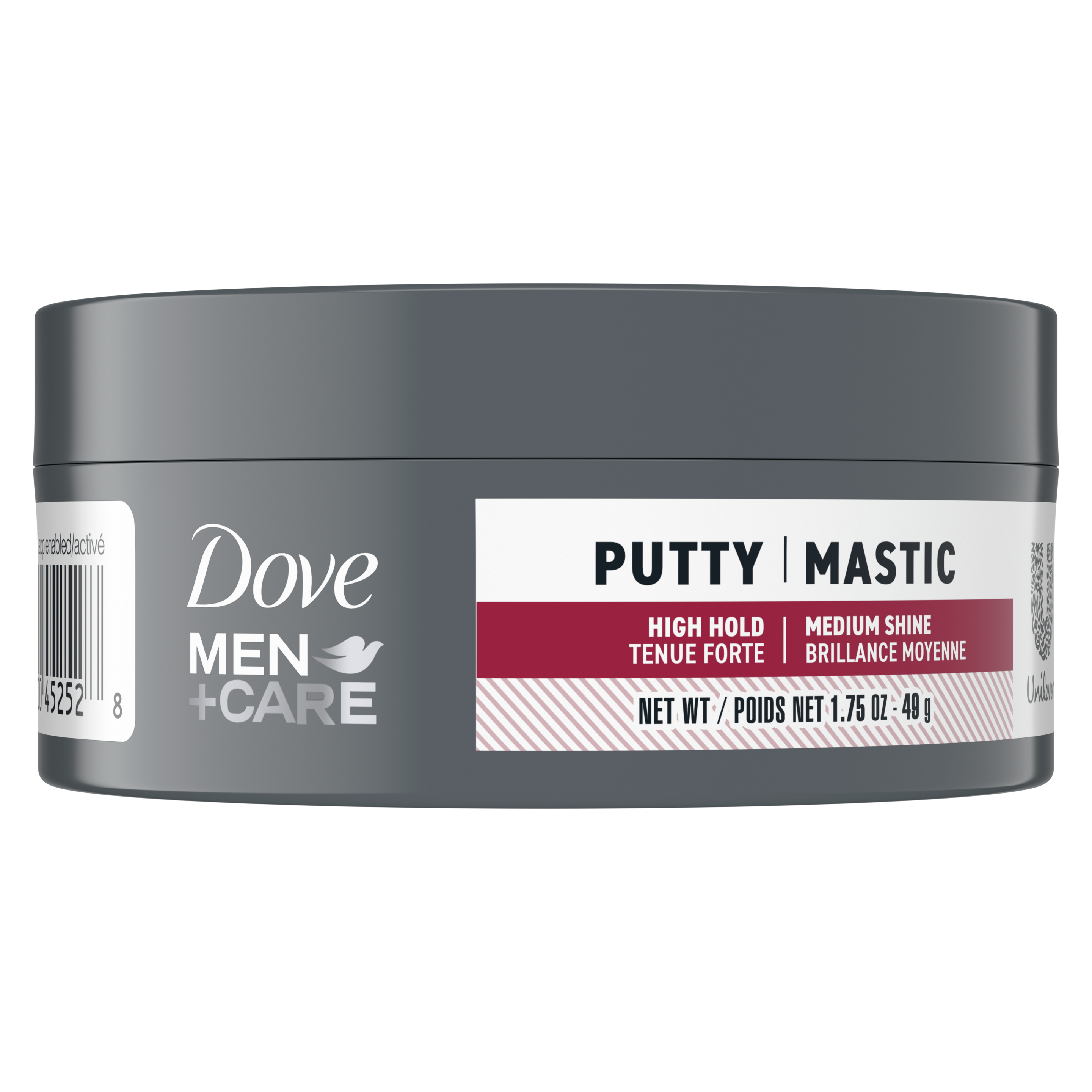 Étiquette de front du mastic modelable Dove Men+Care Thick & Full