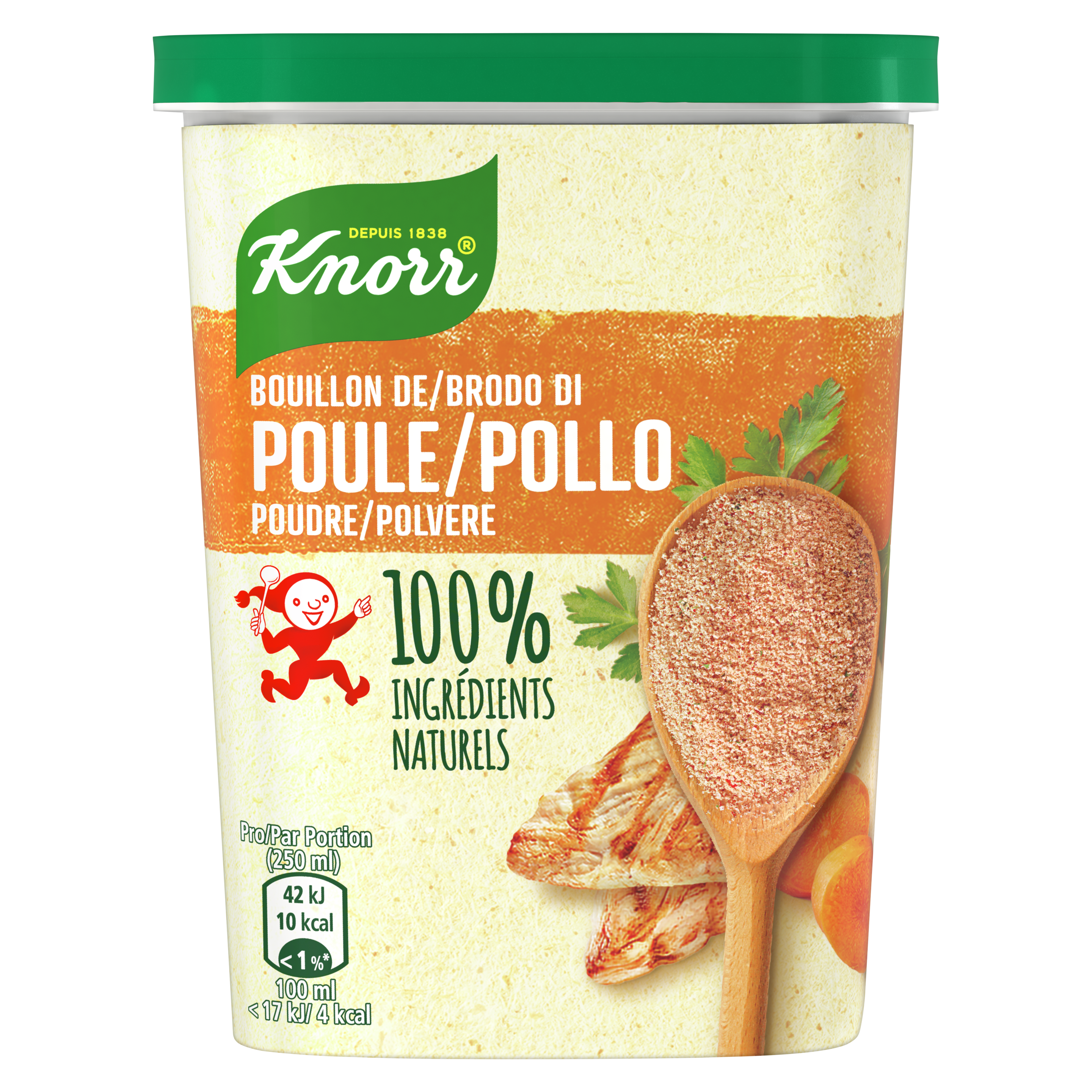 KNORR ingrédients 100% naturels Bouillon de poule poudre 230 g boîte
