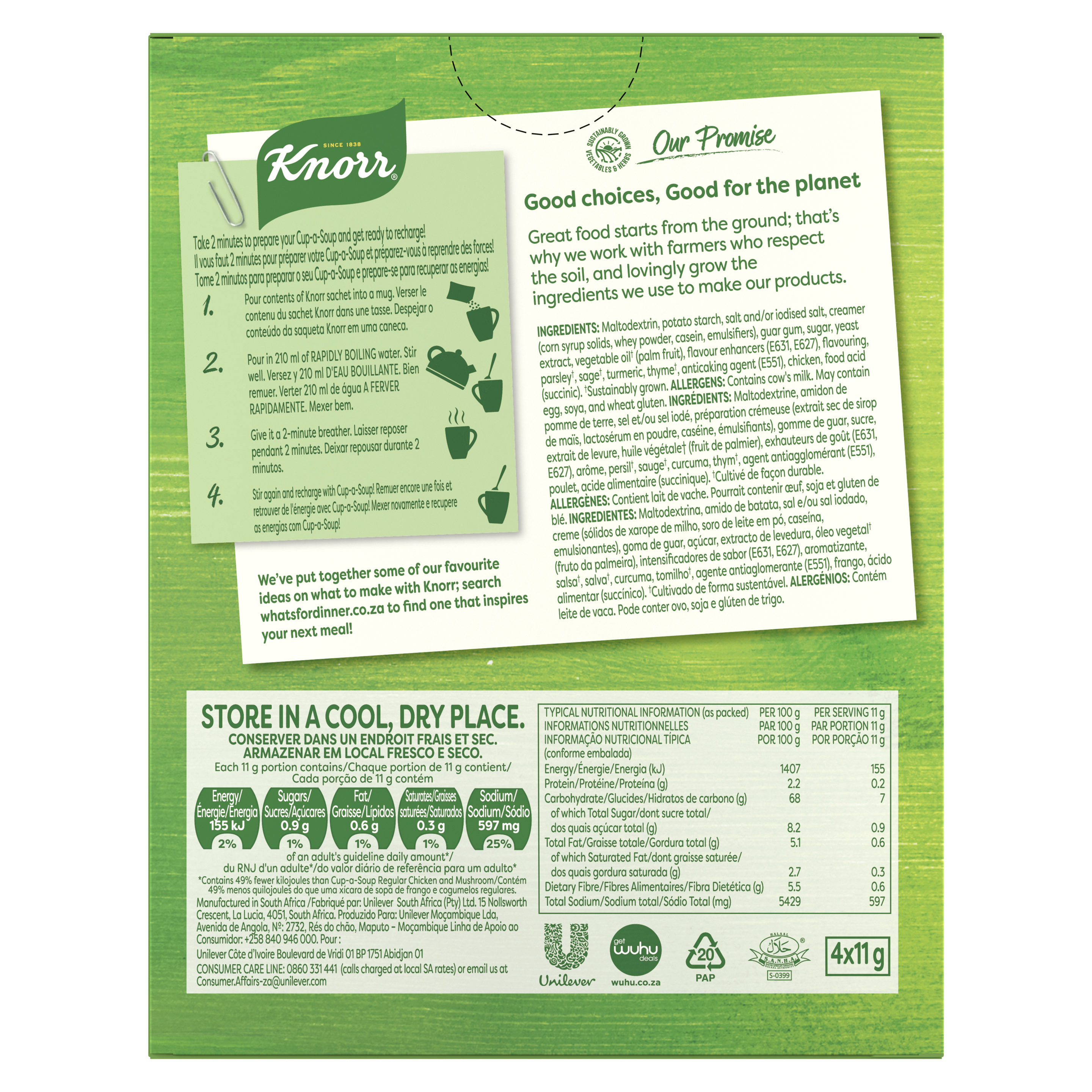 Knorr Cup-A-Soup Lite Chicken and Herb Instant Soup