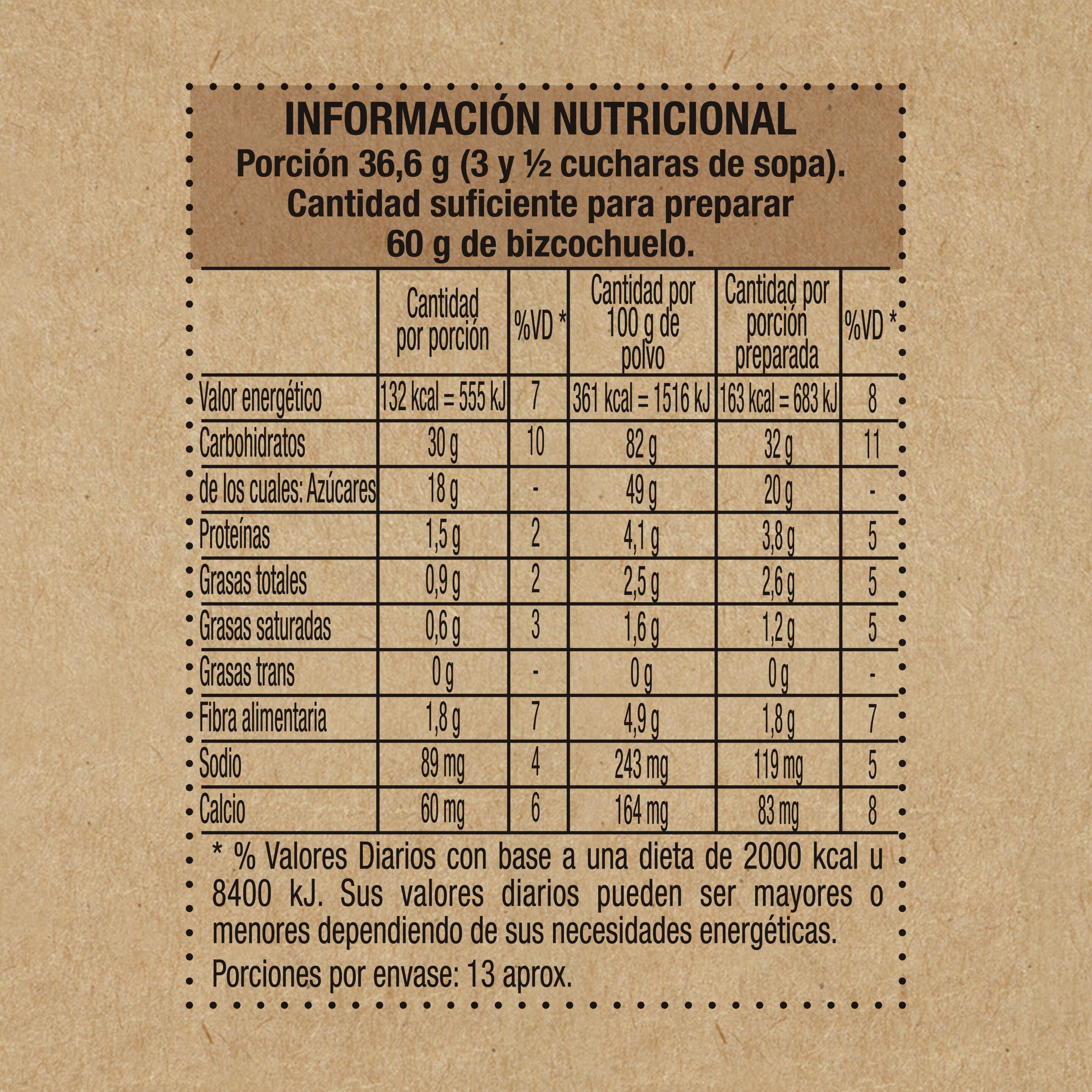 Premezcla de bizcochuelo sabor Chocolate sin TACC - Maizena