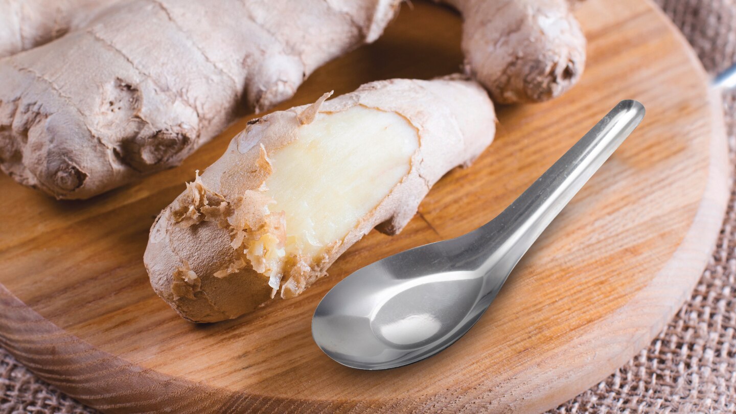 EASIER TO PEEL GINGER WITH A SPOON