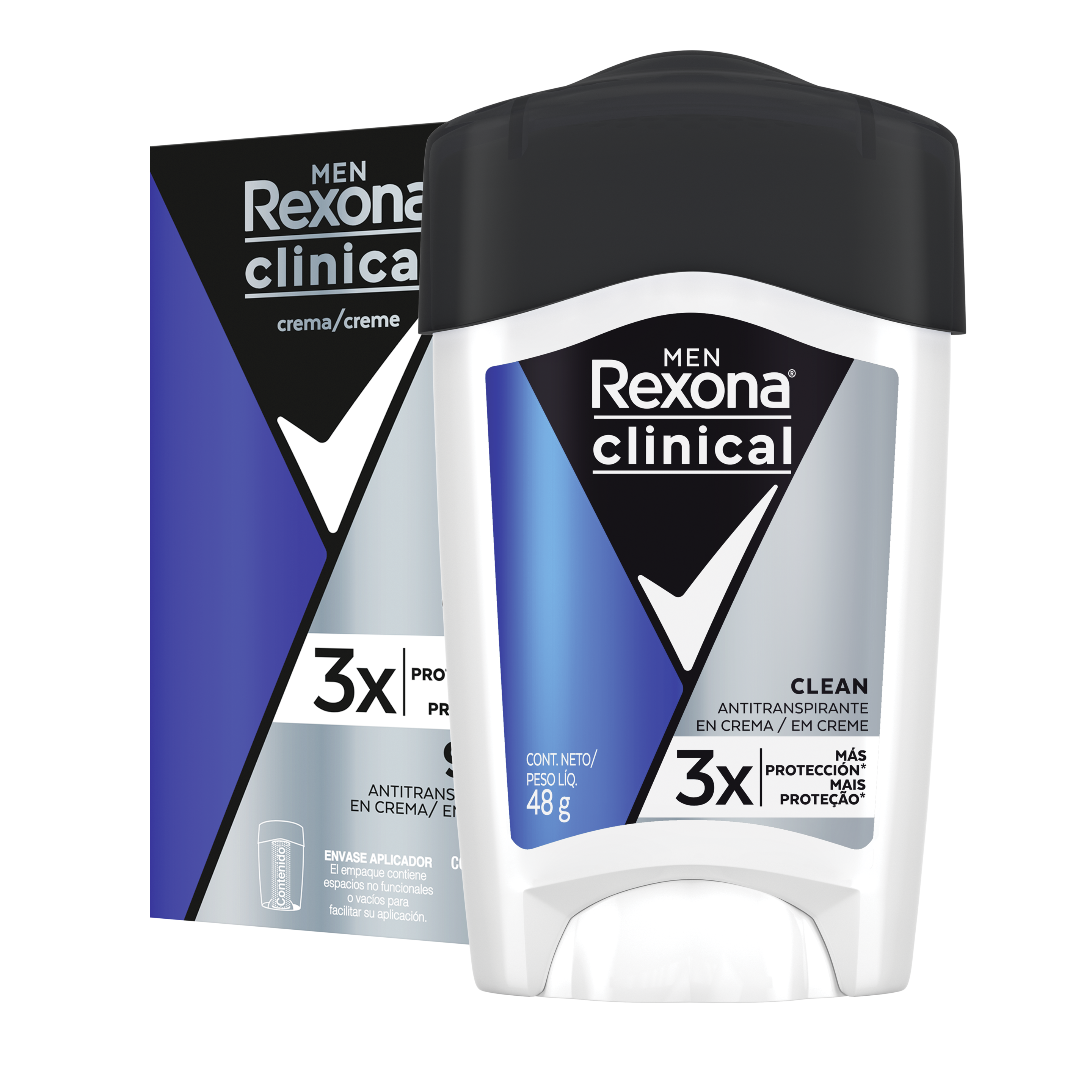 Conoce el antitranspirante Rexona® Clinical Expert Clean de 48g para hombre