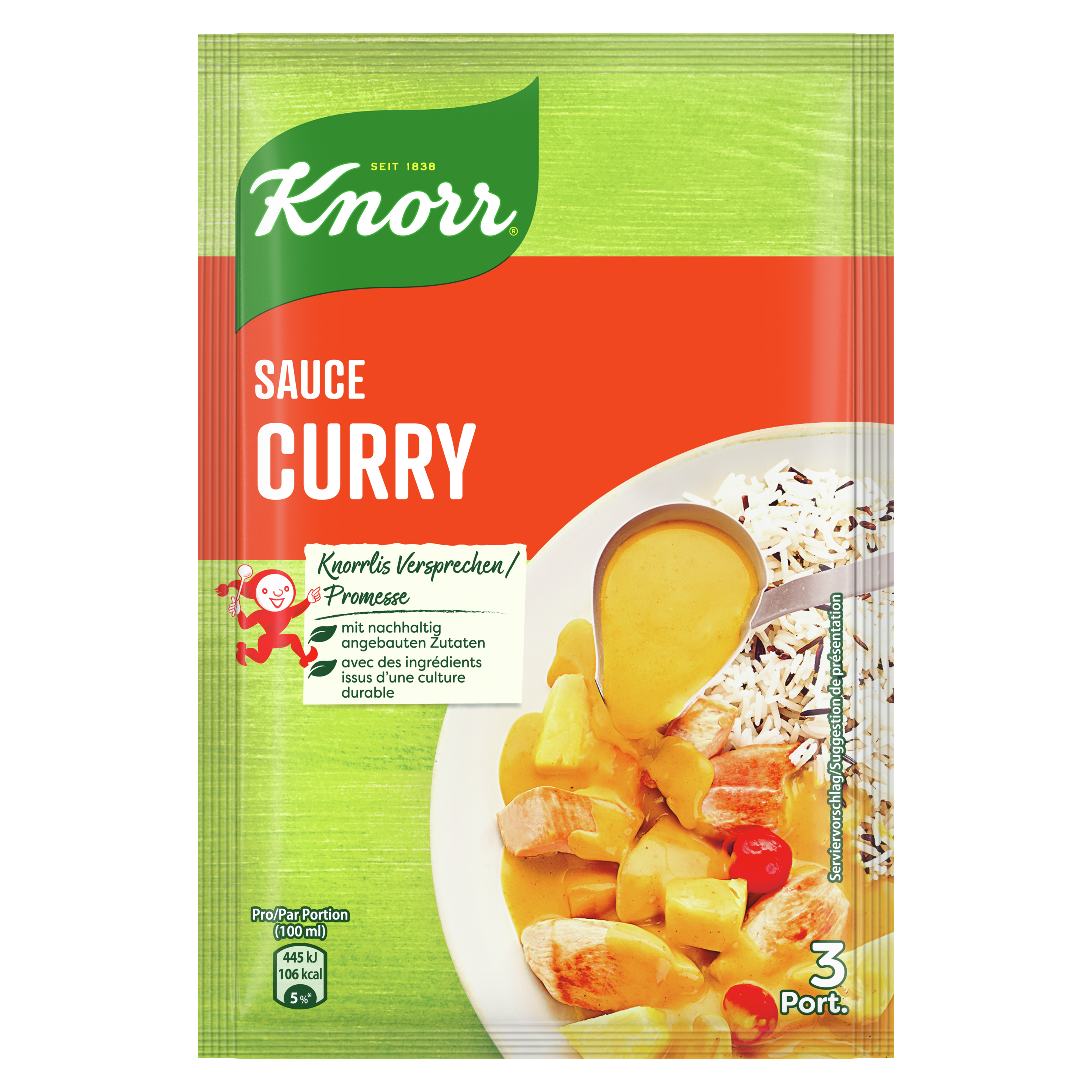 KNORR Sauce curry sachet 3 portions