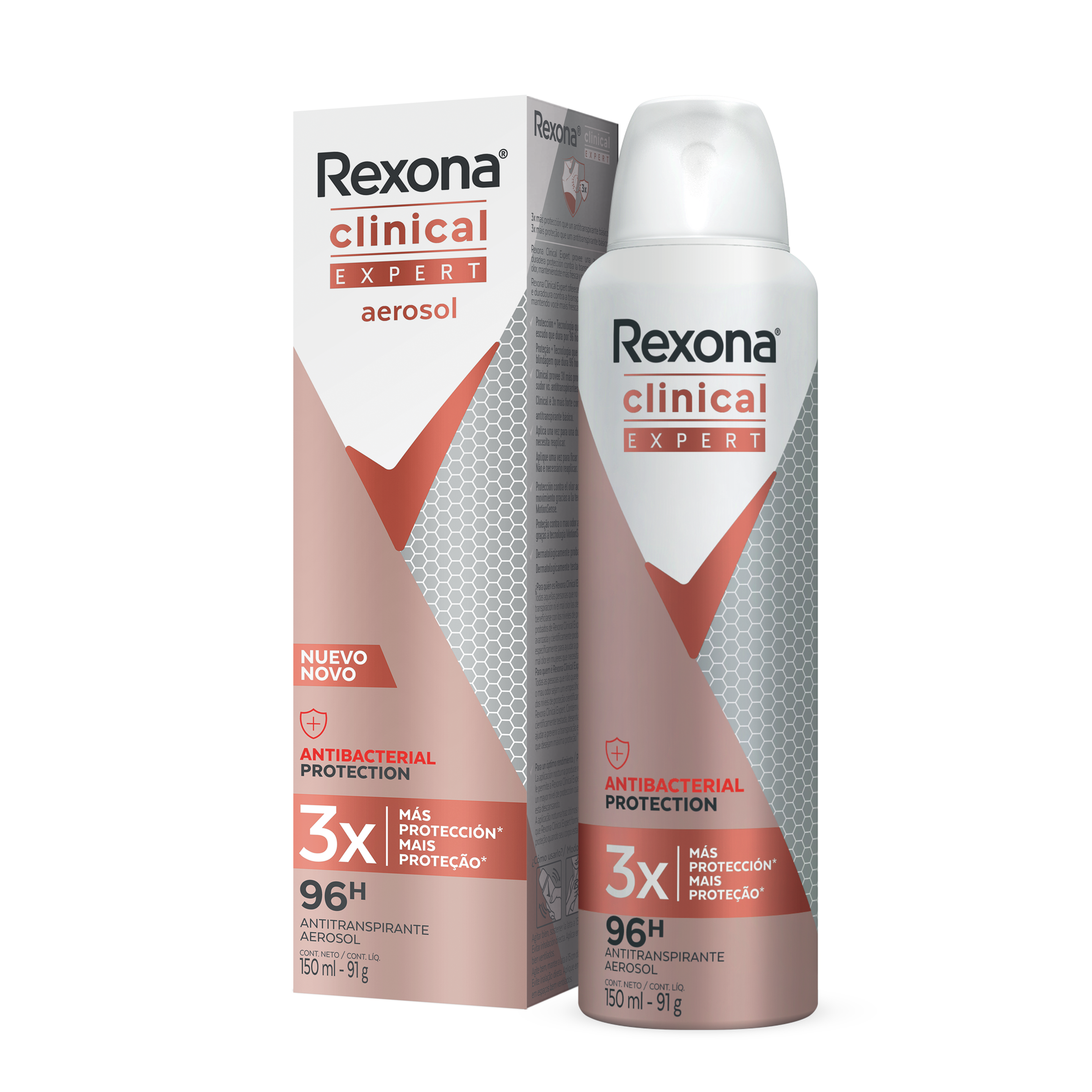 Antitranspirante Rexona® Clinical Expert Antibacterial Protection Aerosol 150ml para mujer