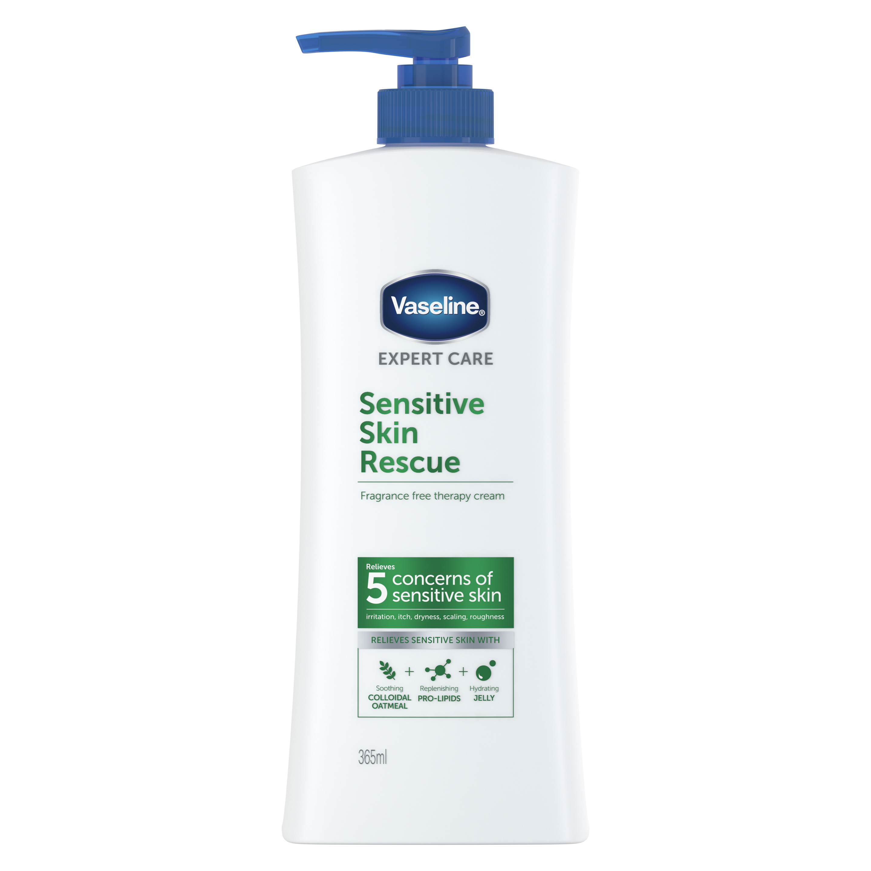 Vaseline Expert Care Sensitive Skin Rescue 365ml FOP Pack