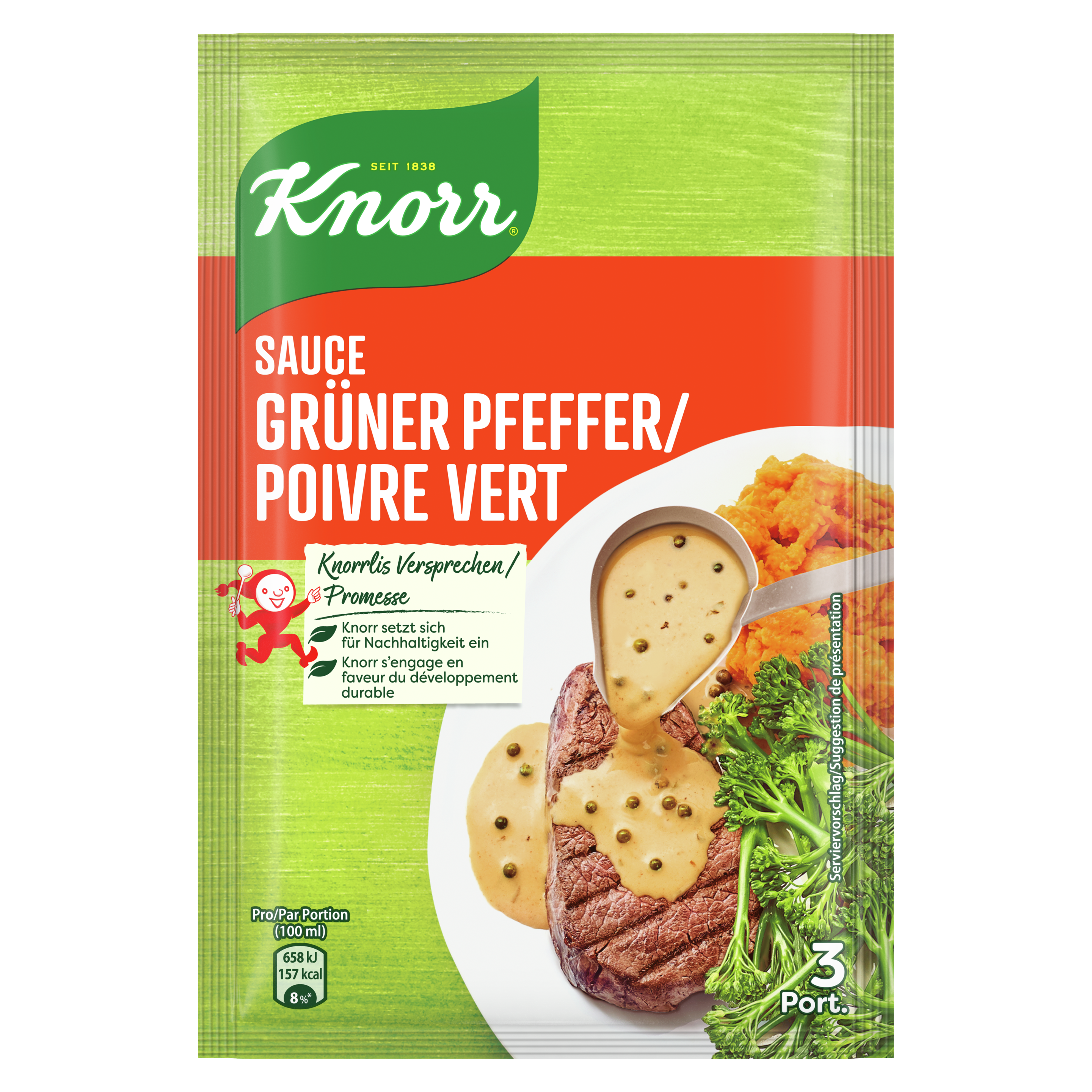 KNORR Sauce poivre vert sachet 3 portions