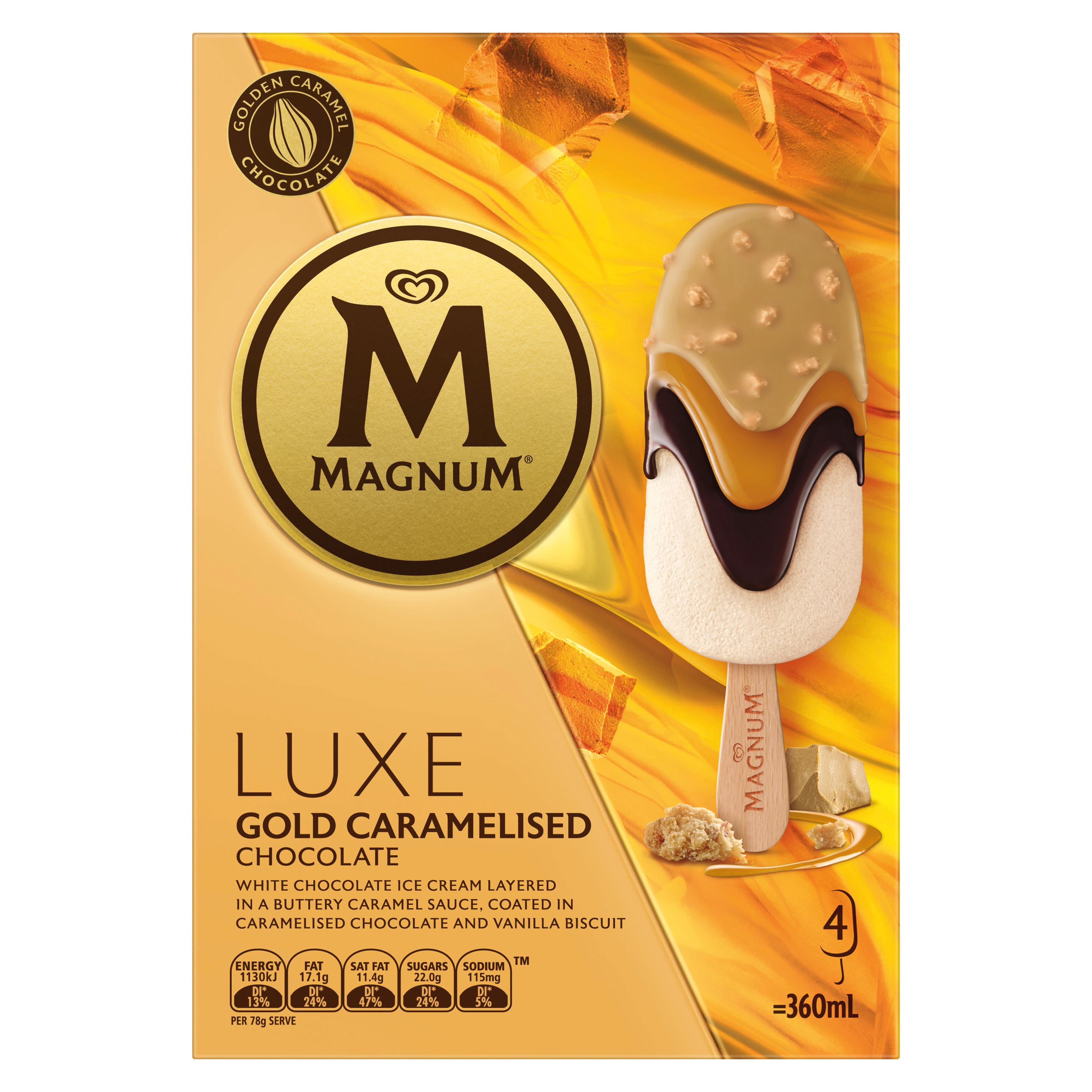 Magnum Gold Caramelised LUXE Multipack x 4