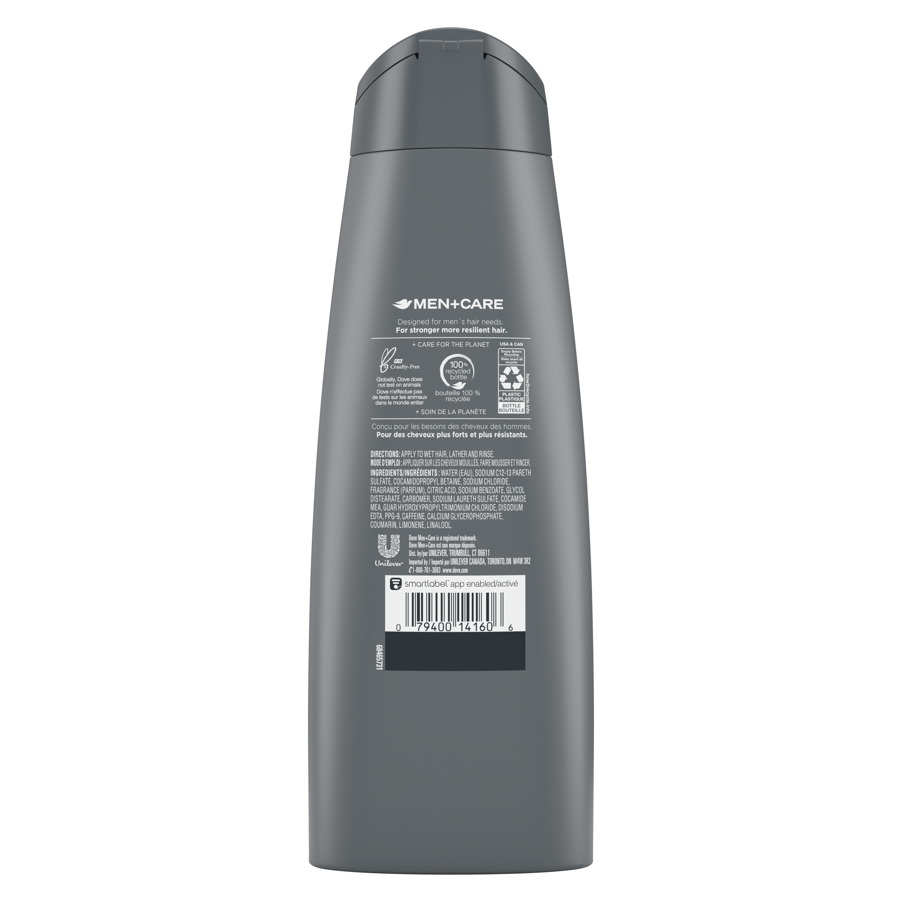 Dove Men+Care Thick and Strong Fortifying 2in1 Shampoo + Conditioner 355mL Back of Pack