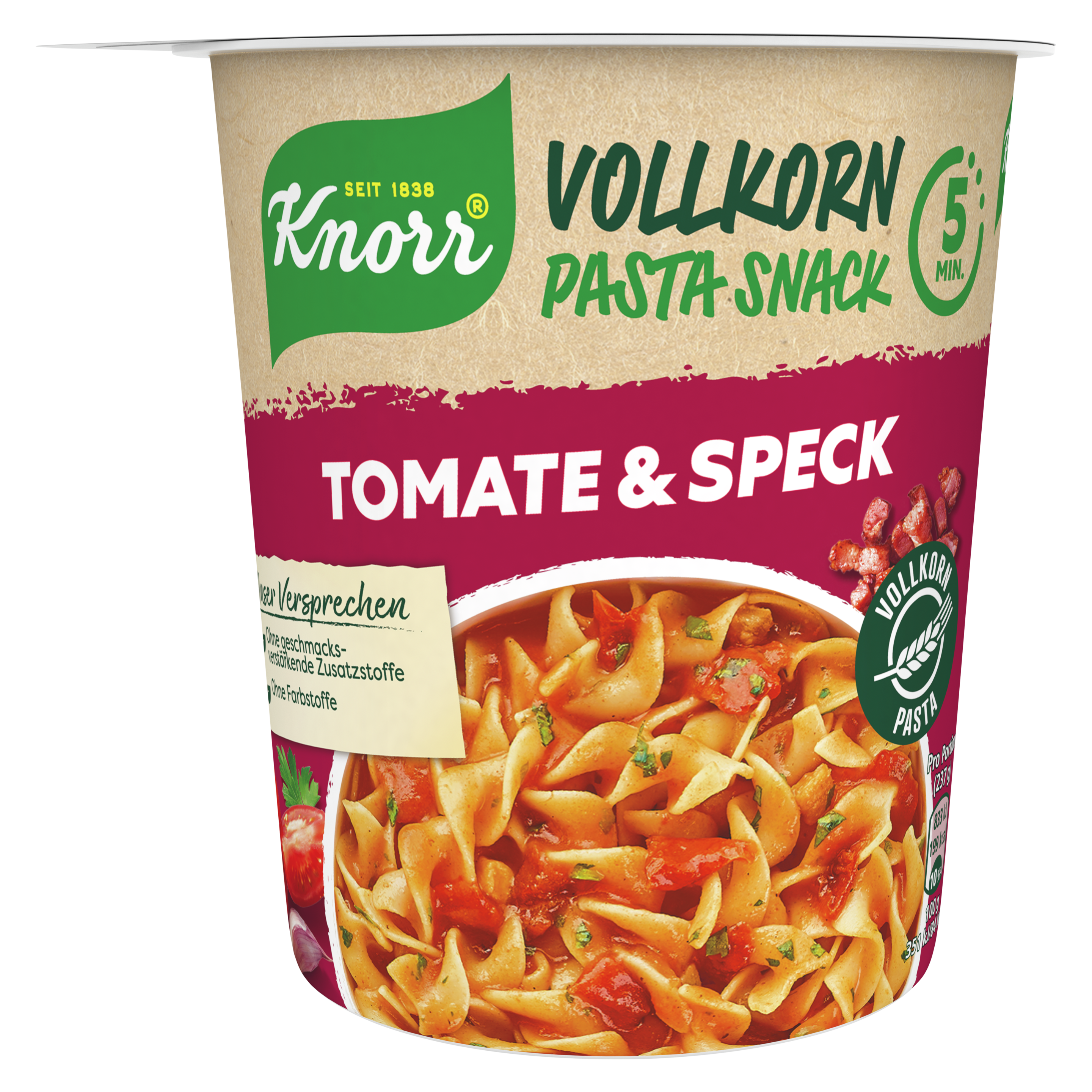 Knorr Vollkorn Pasta Snack Tomato & Bacon 1 Portion