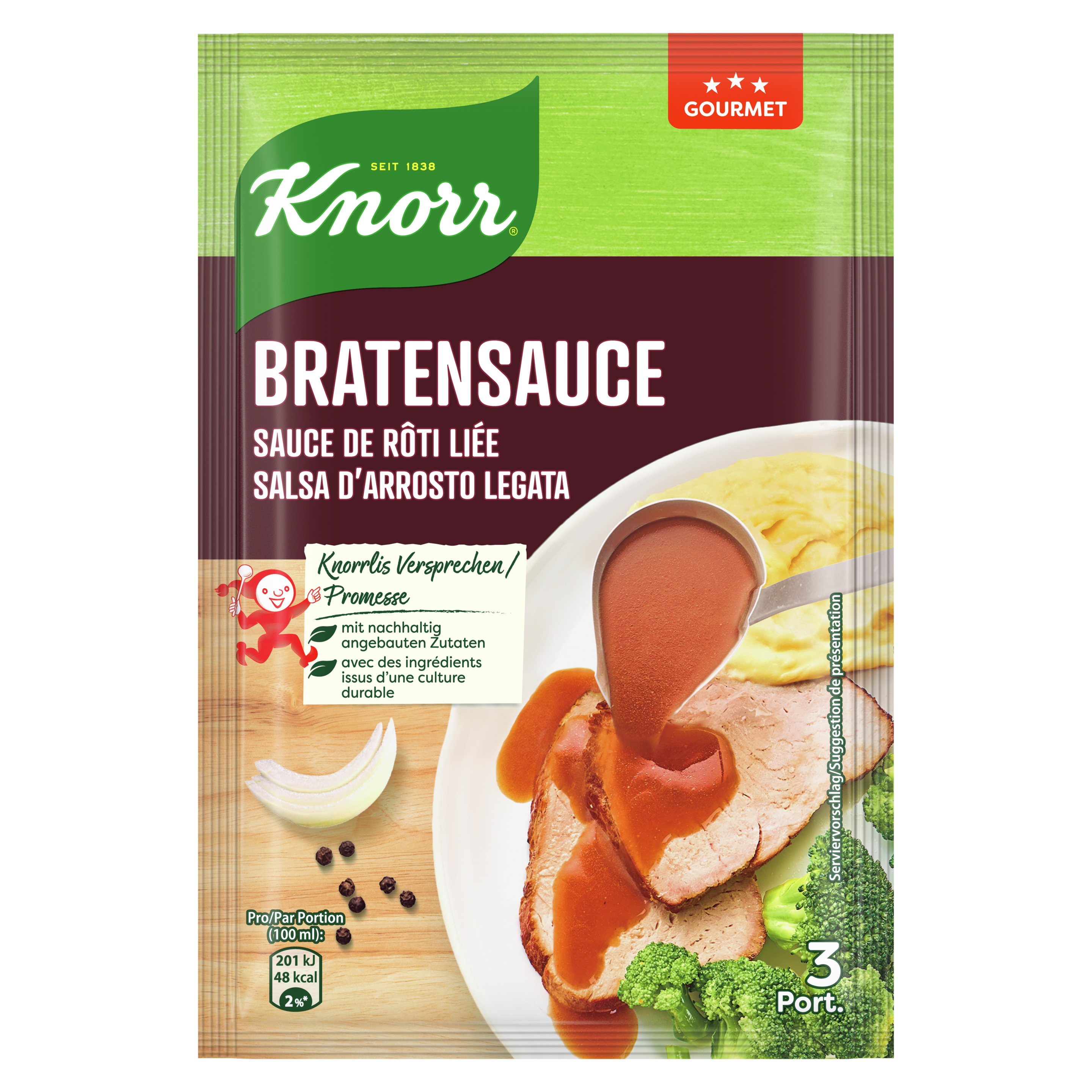KNORR Sauce de rôti liée gourmet sachet 3 portions