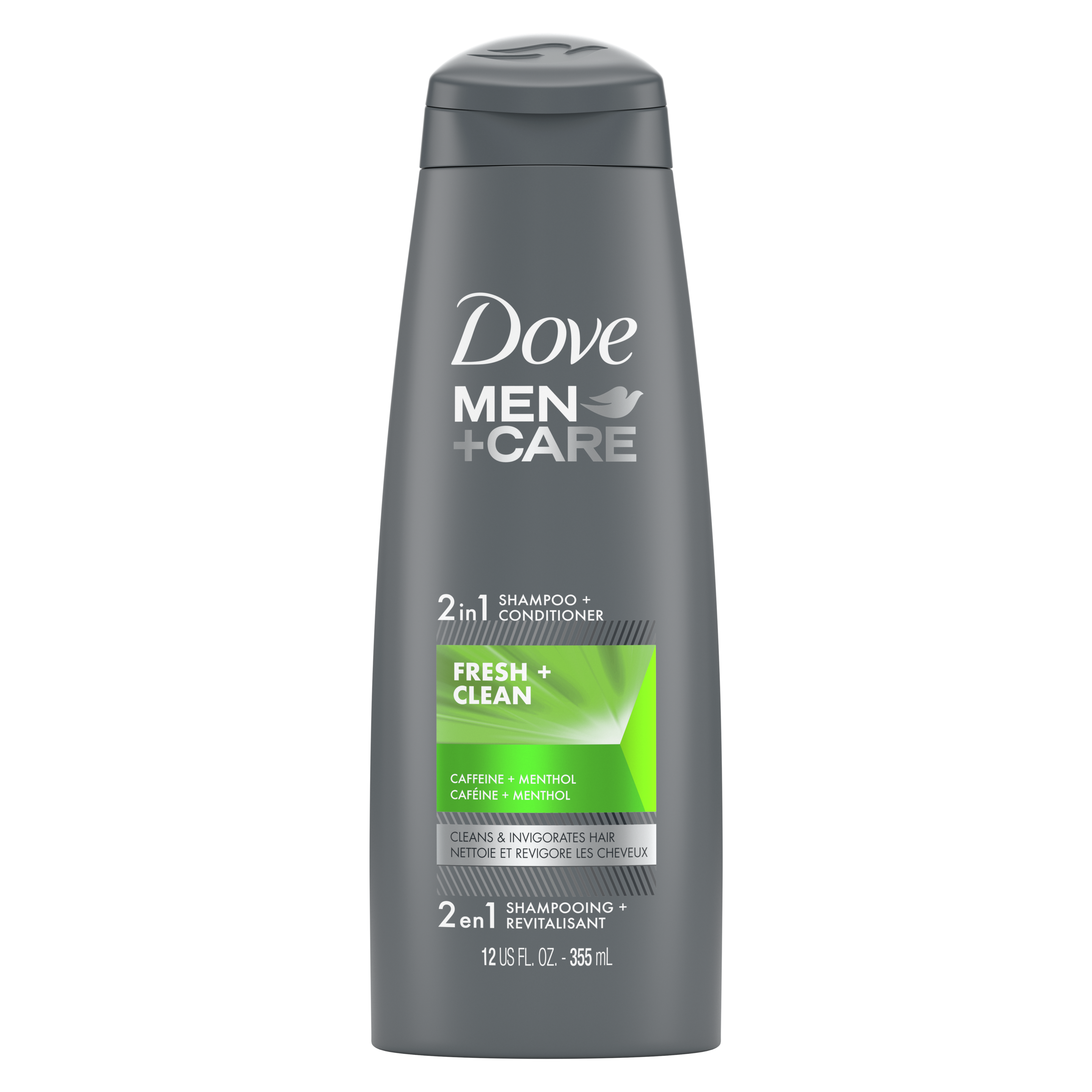 Dove Men+Care Fresh & Clean Fortifying 2-in-1 Shampoo 12 oz Front of Pack