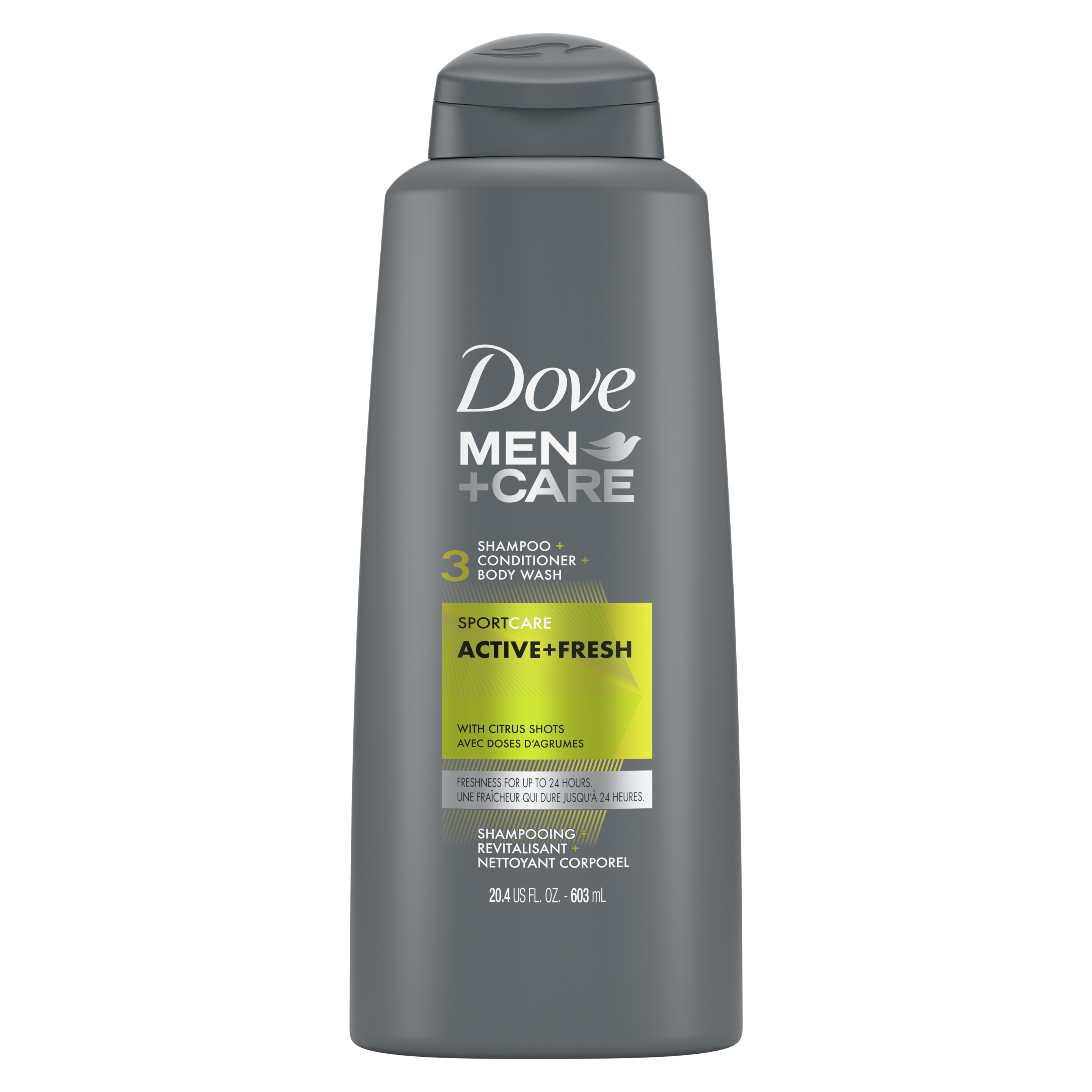 Dove Men+Care 3n1 Active + Fresh 20.4oz Back of Pack