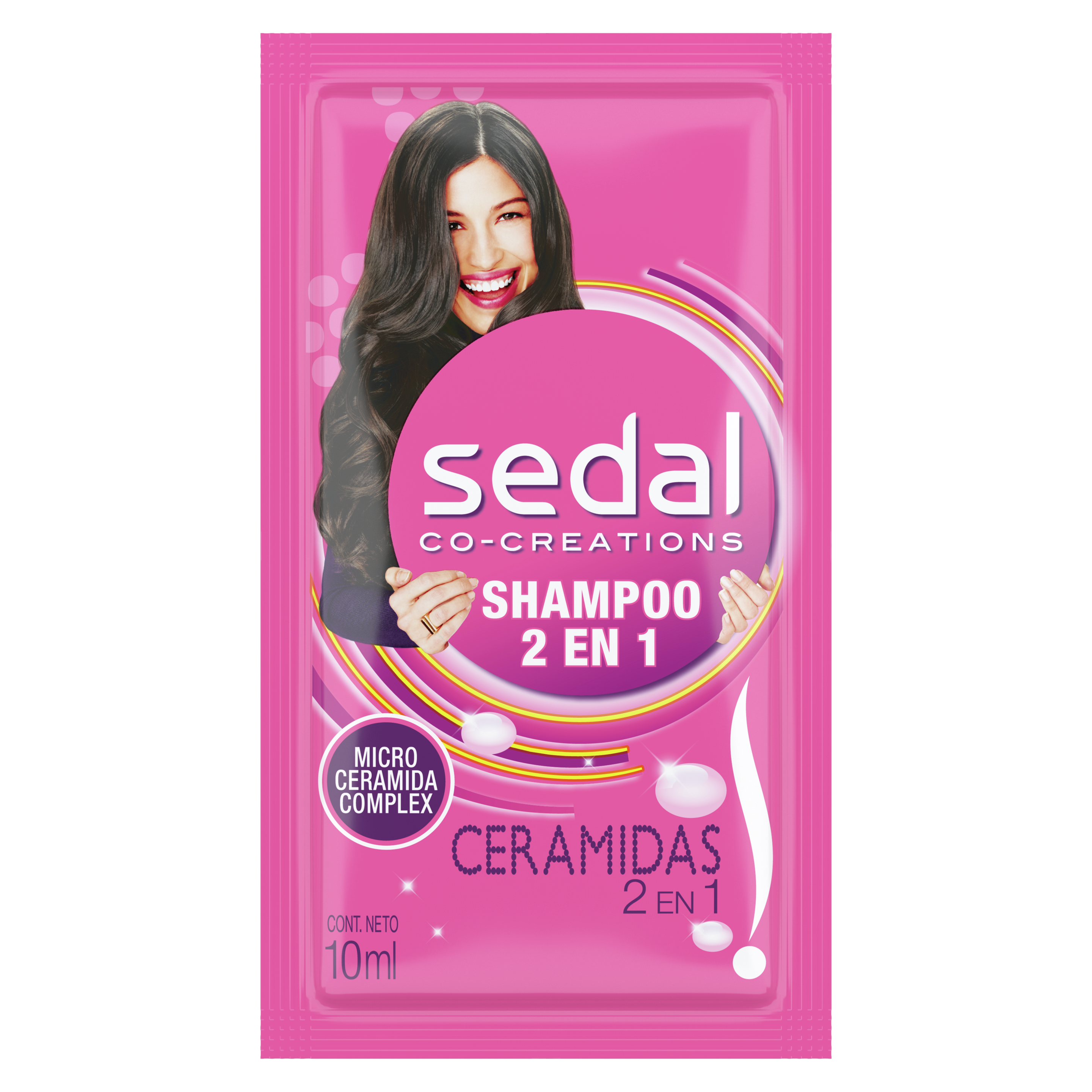 Imagen al frente del paquete Shampoo Sedal Ceramidas 2en1 10 ml