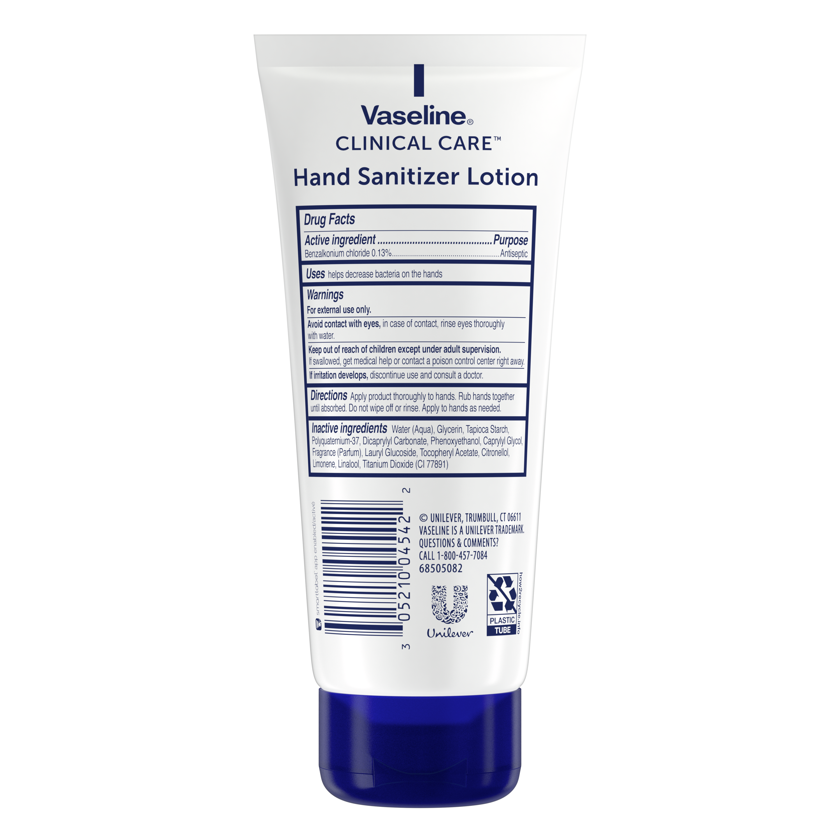 Vaseline® Clinical Care™ Hand Sanitizer Lotion back of pack