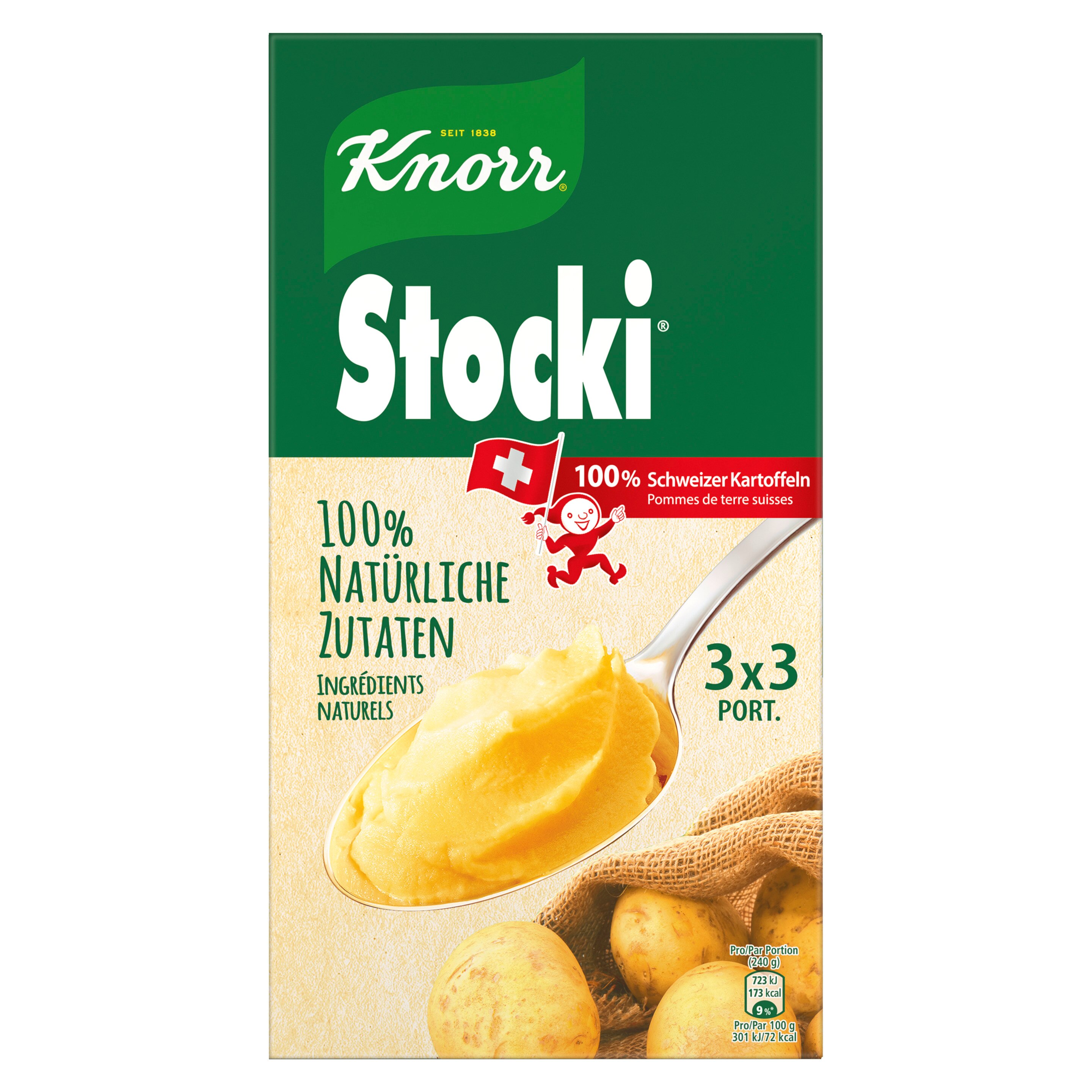 KNORR 100% natürliche Zutaten Stocki Kartoffelstock Packung 3 x 3 ...