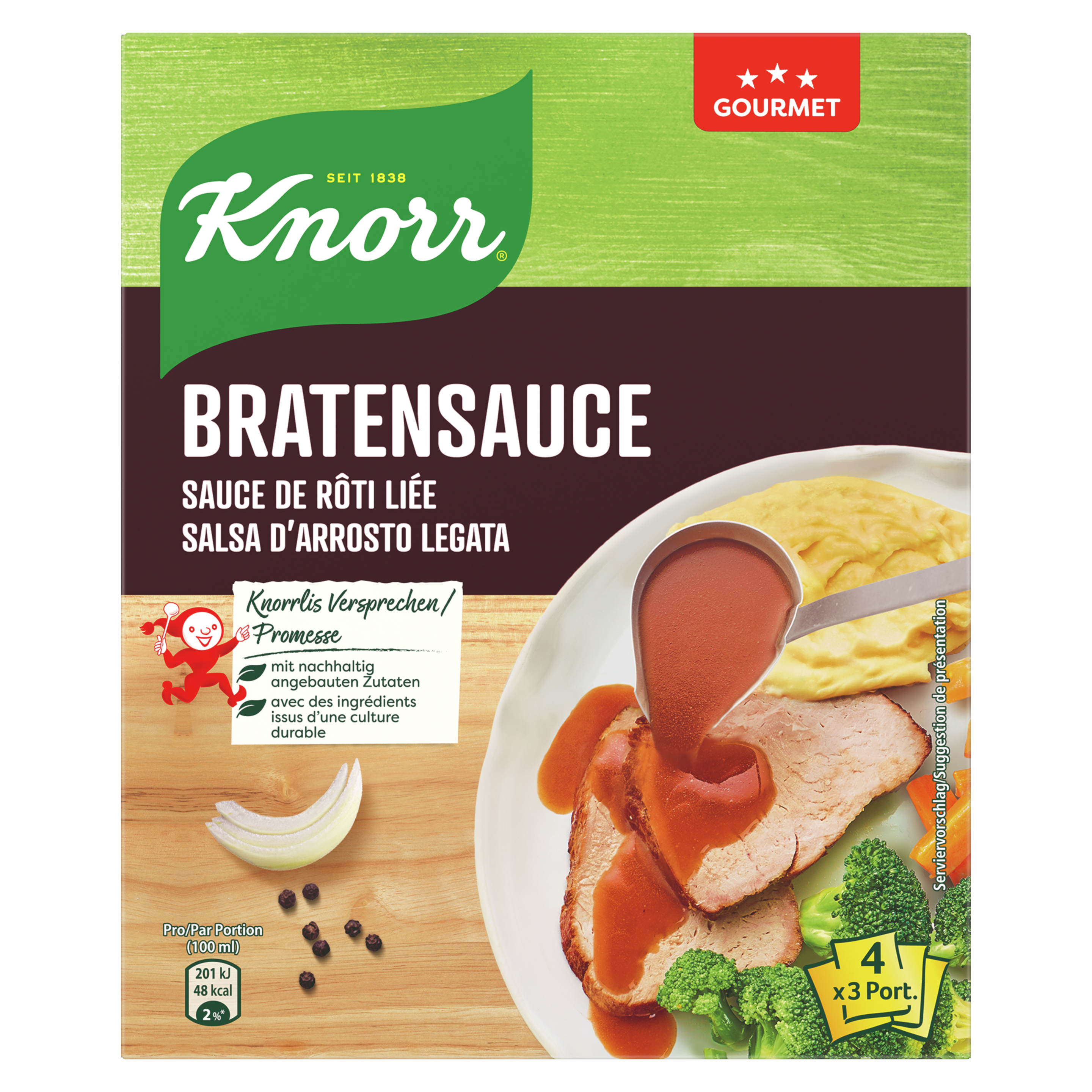 KNORR Bratensauce Gourmet Packung 4 x 3 Portionen
