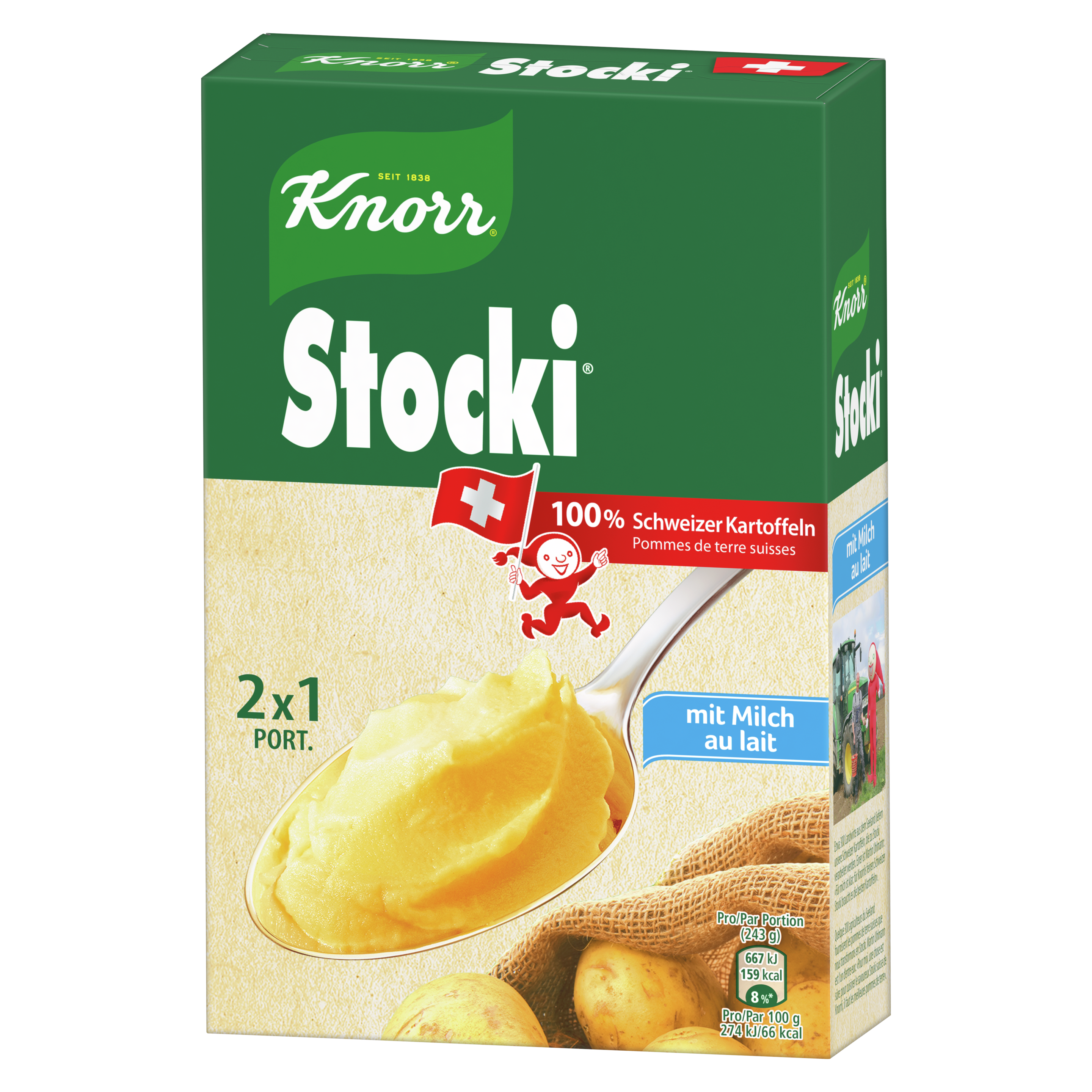 KNORR Stocki Kartoffelstock mit Milch Packung 2 x 1 Portion