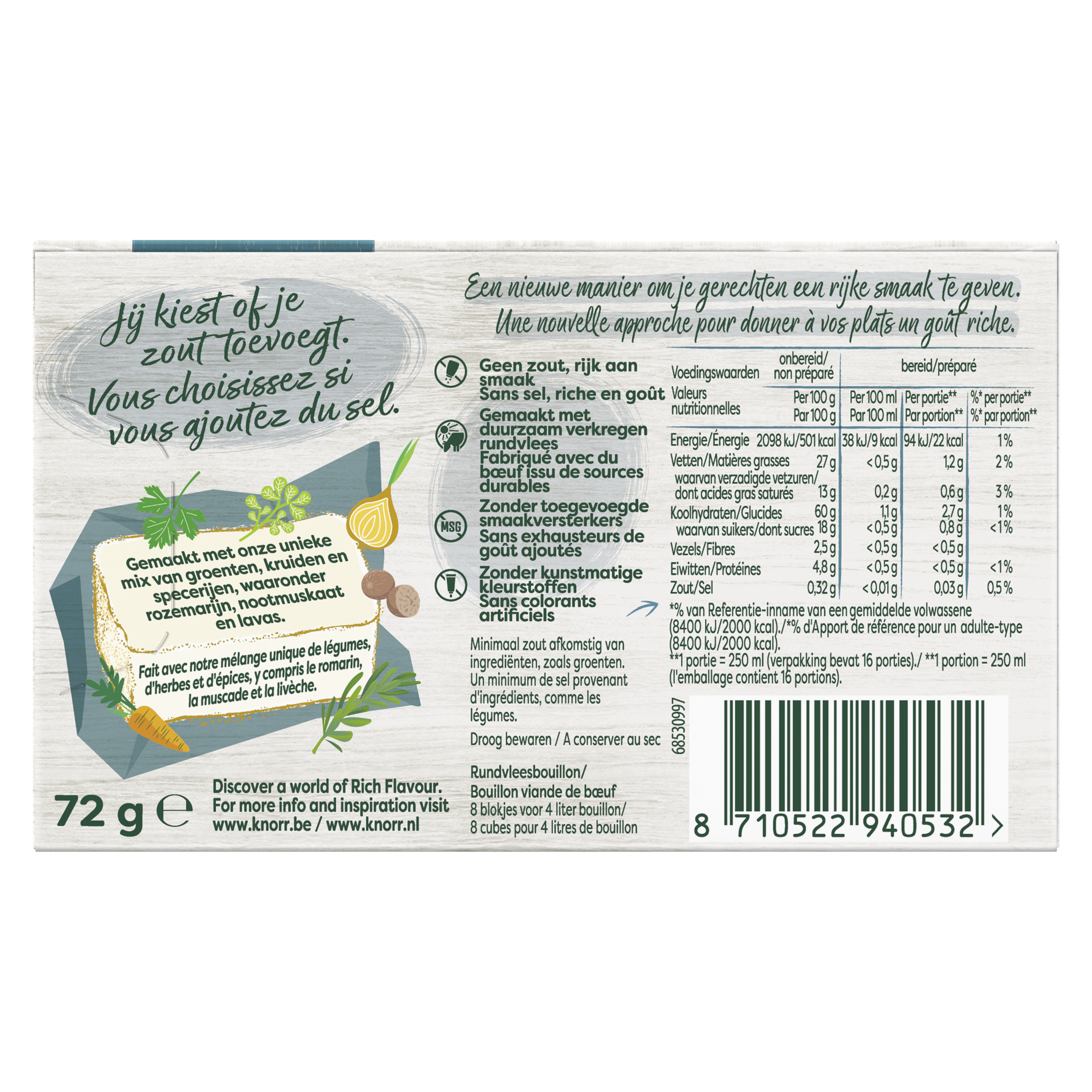 Zero-salt rundvlees bouillon