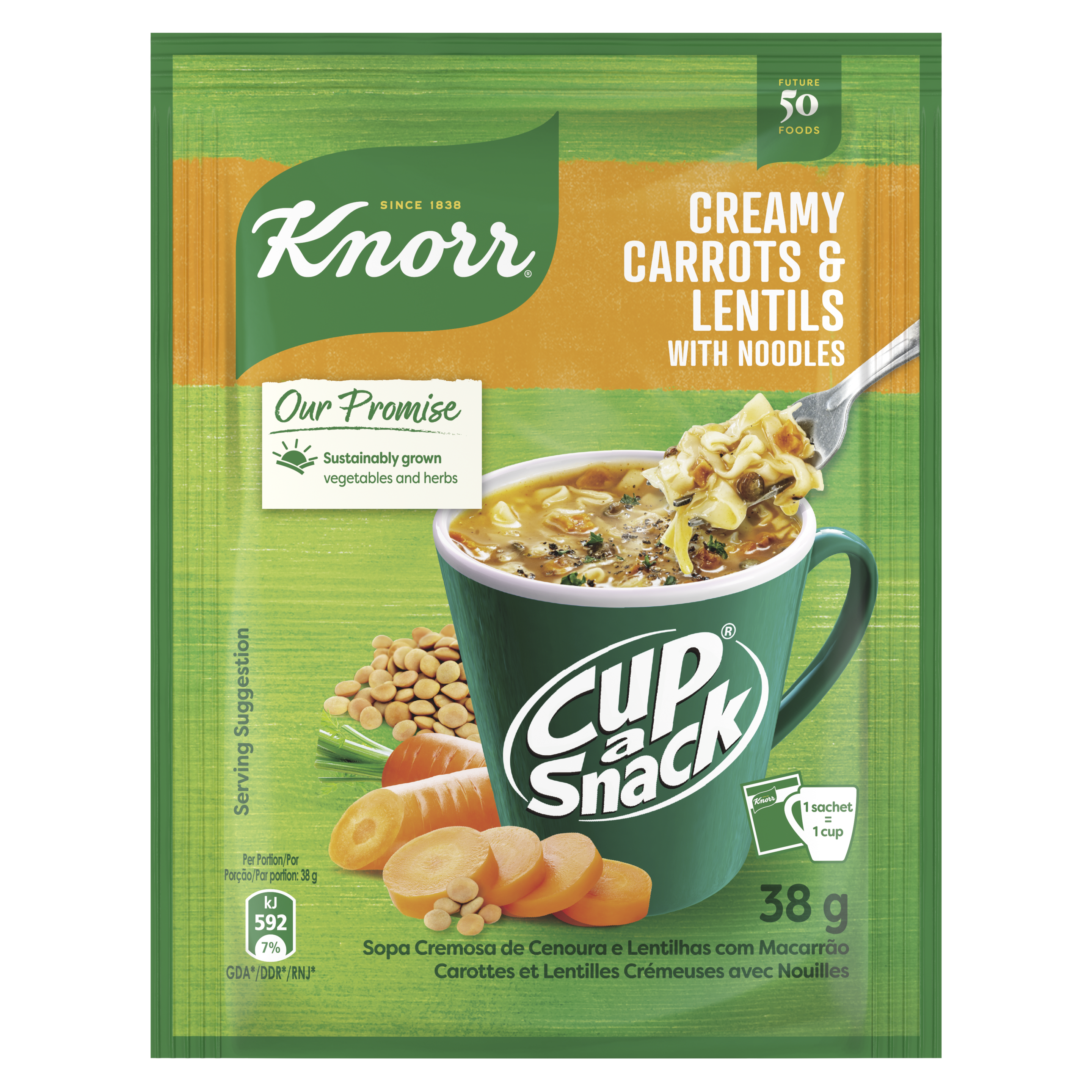 Knorr Creamy Carrots & Lentils With Noodles Cup A Snack