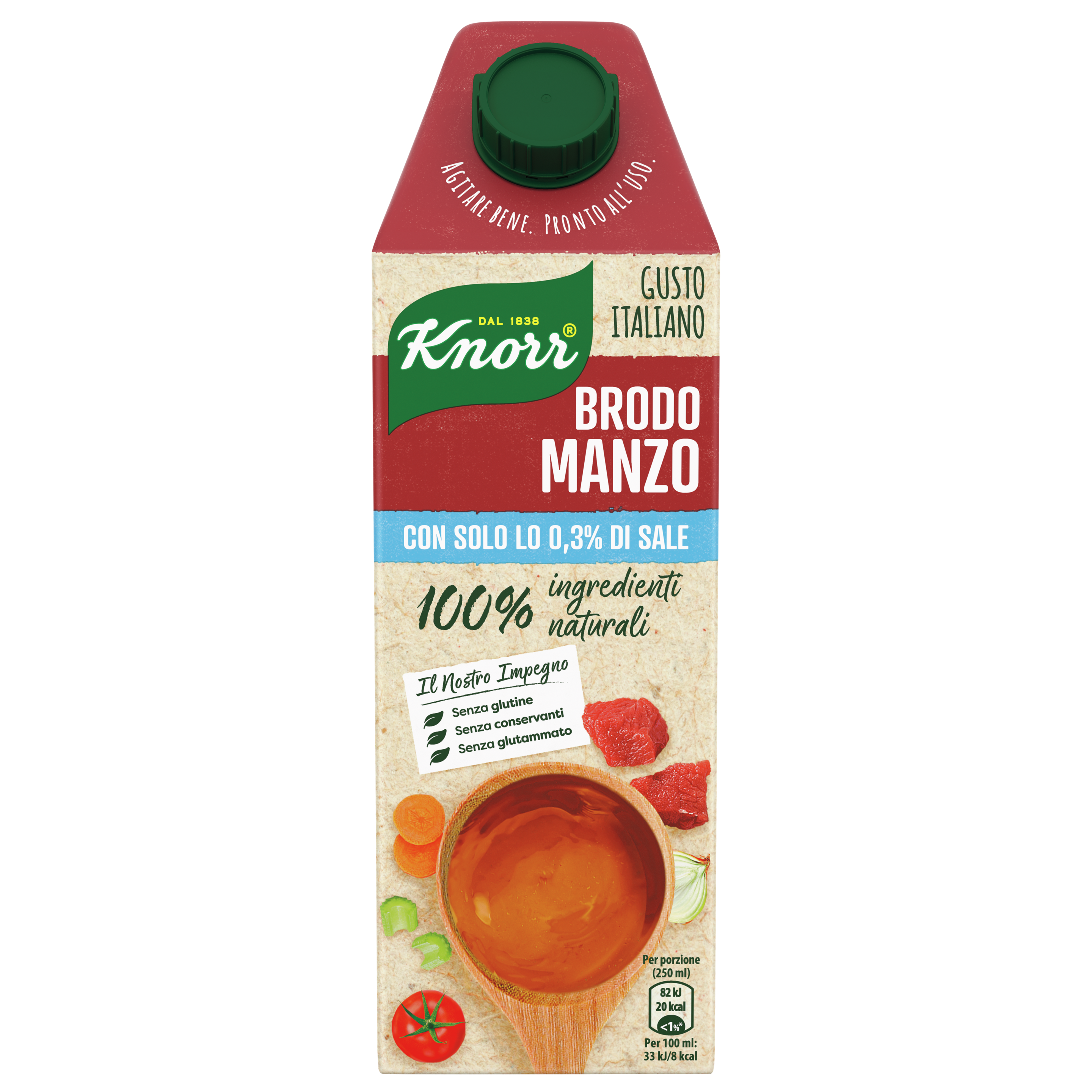 Brodo Liquido Manzo 100% Ingredienti Naturali Basso Sale