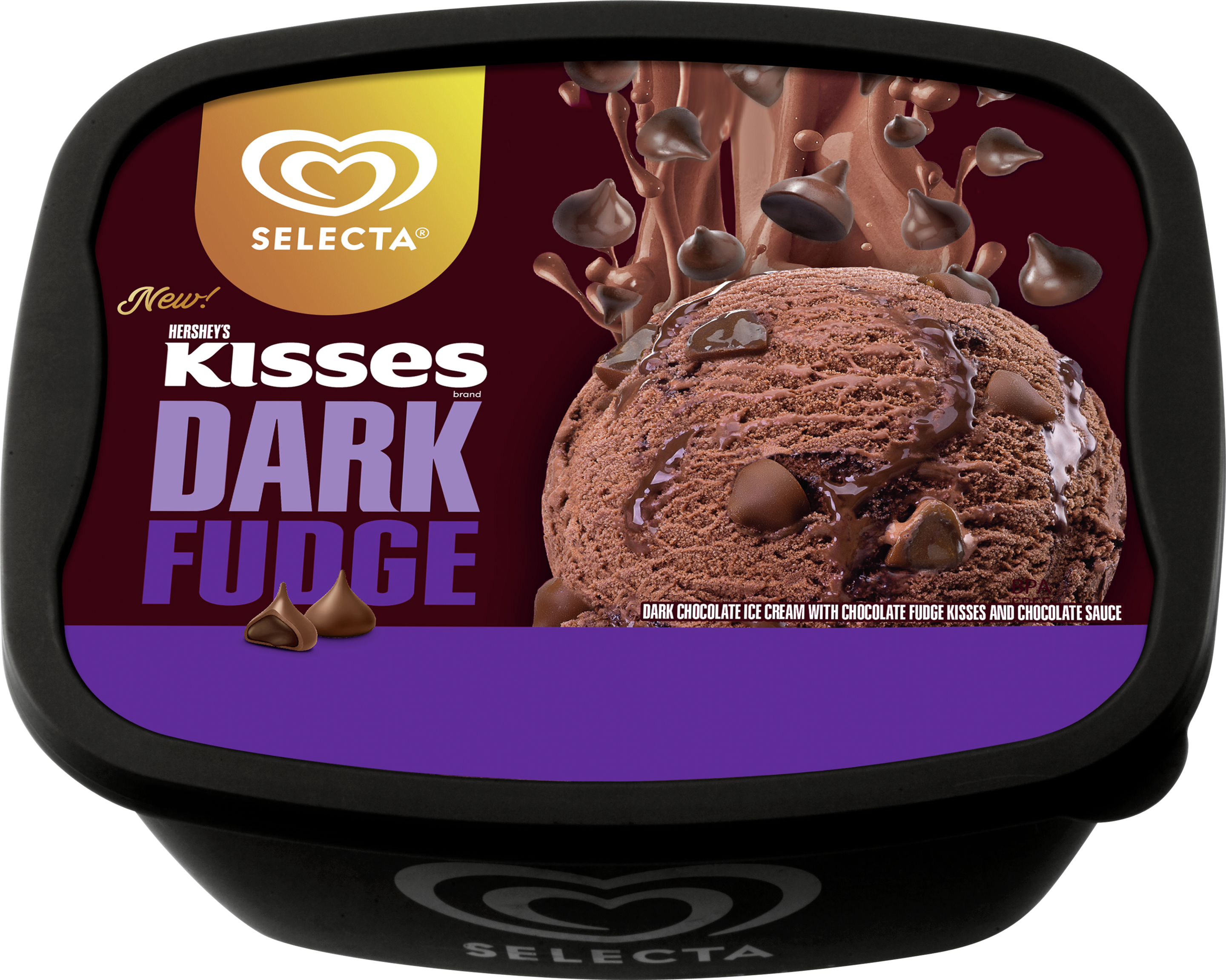 Selecta HERSHEY'S Mini Dark Fudge Kisses Ice Cream