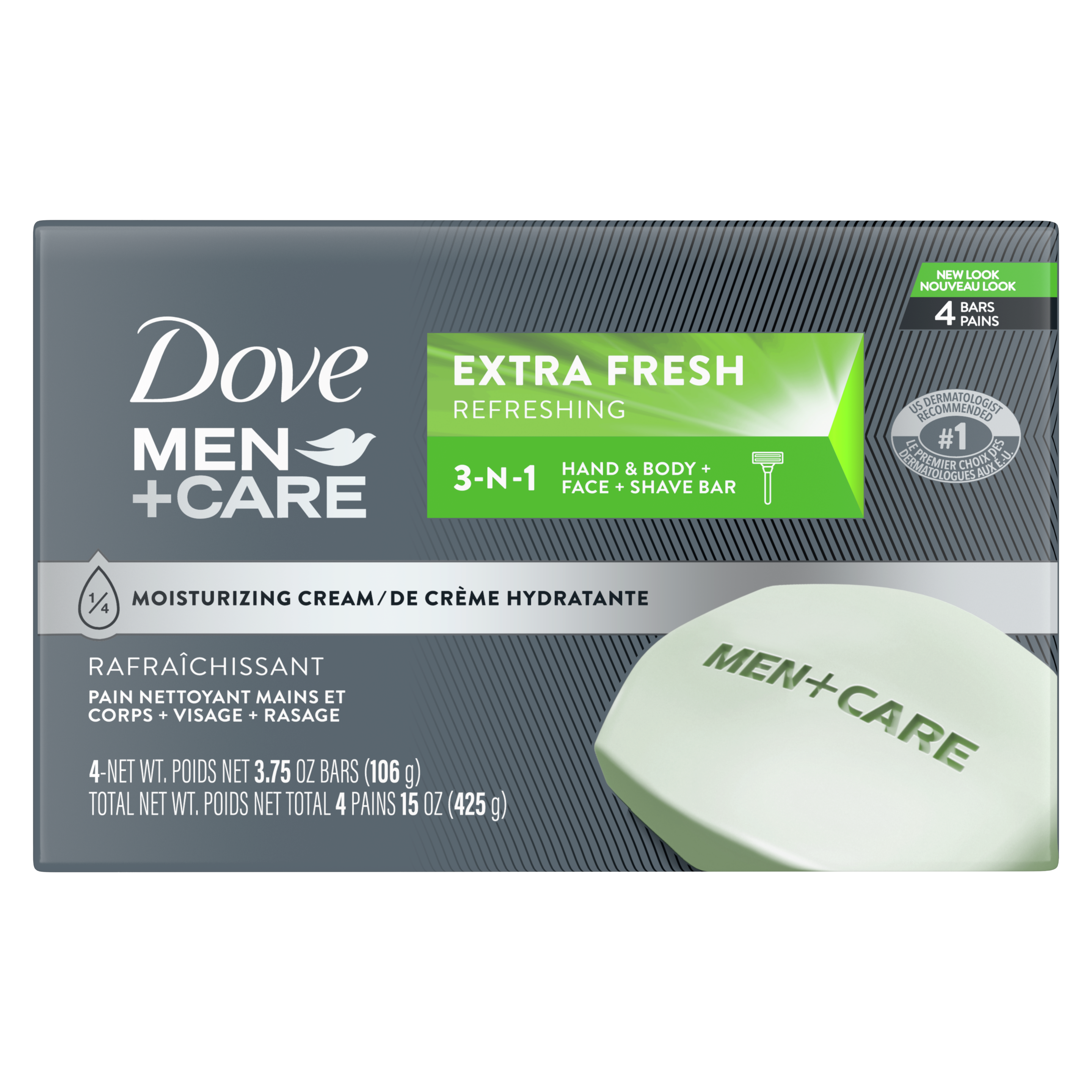 Dove Men + Care Body + Face Bar, Extra Fresh, Bar Soap & Body Wash