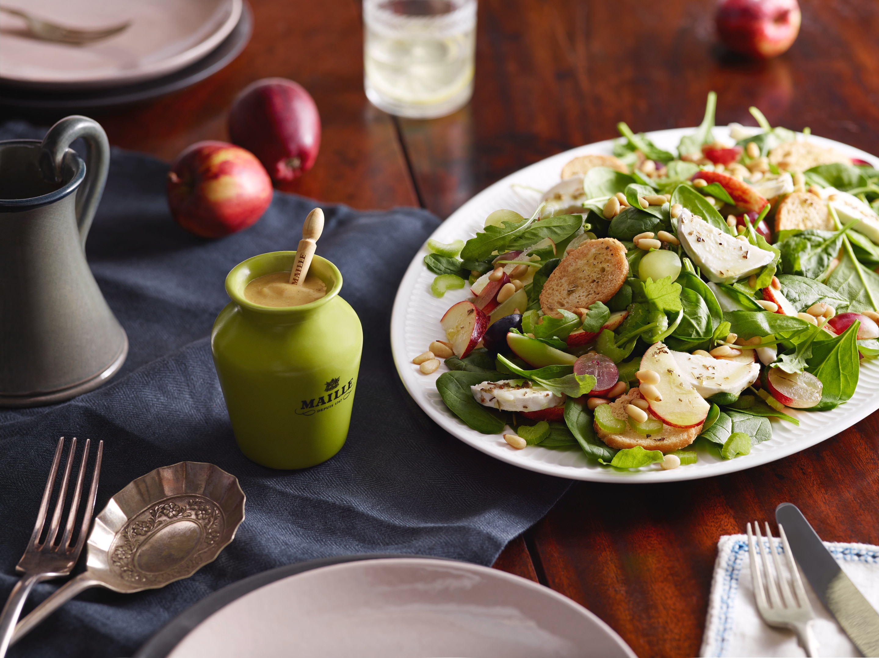 Chevre Apple Salad with Rosemary Honey Mustard Dressing