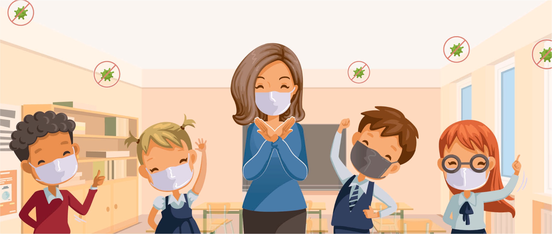 Classroom with masks