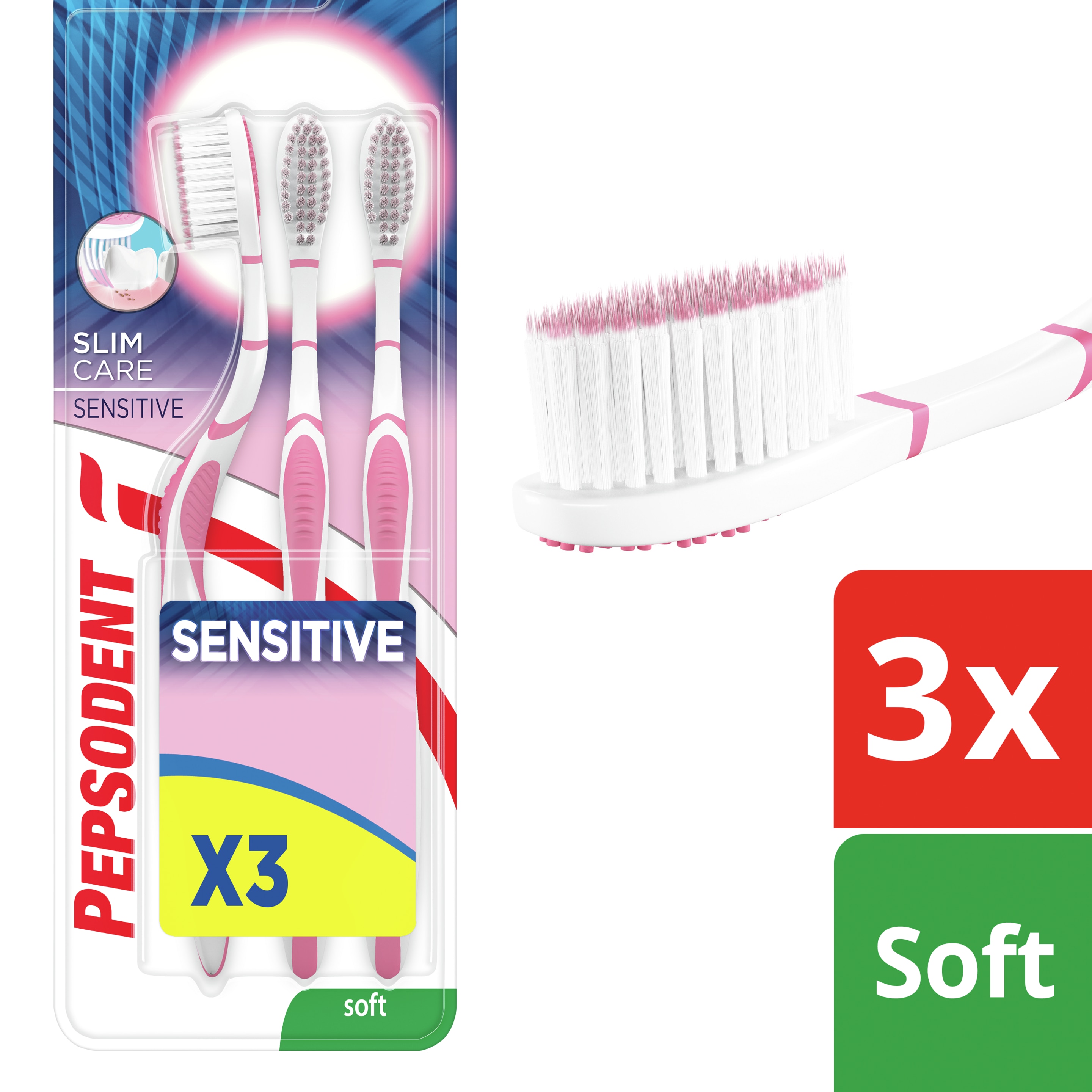 Pepsodent hammasharja Slim Care Sensitive 3-pack