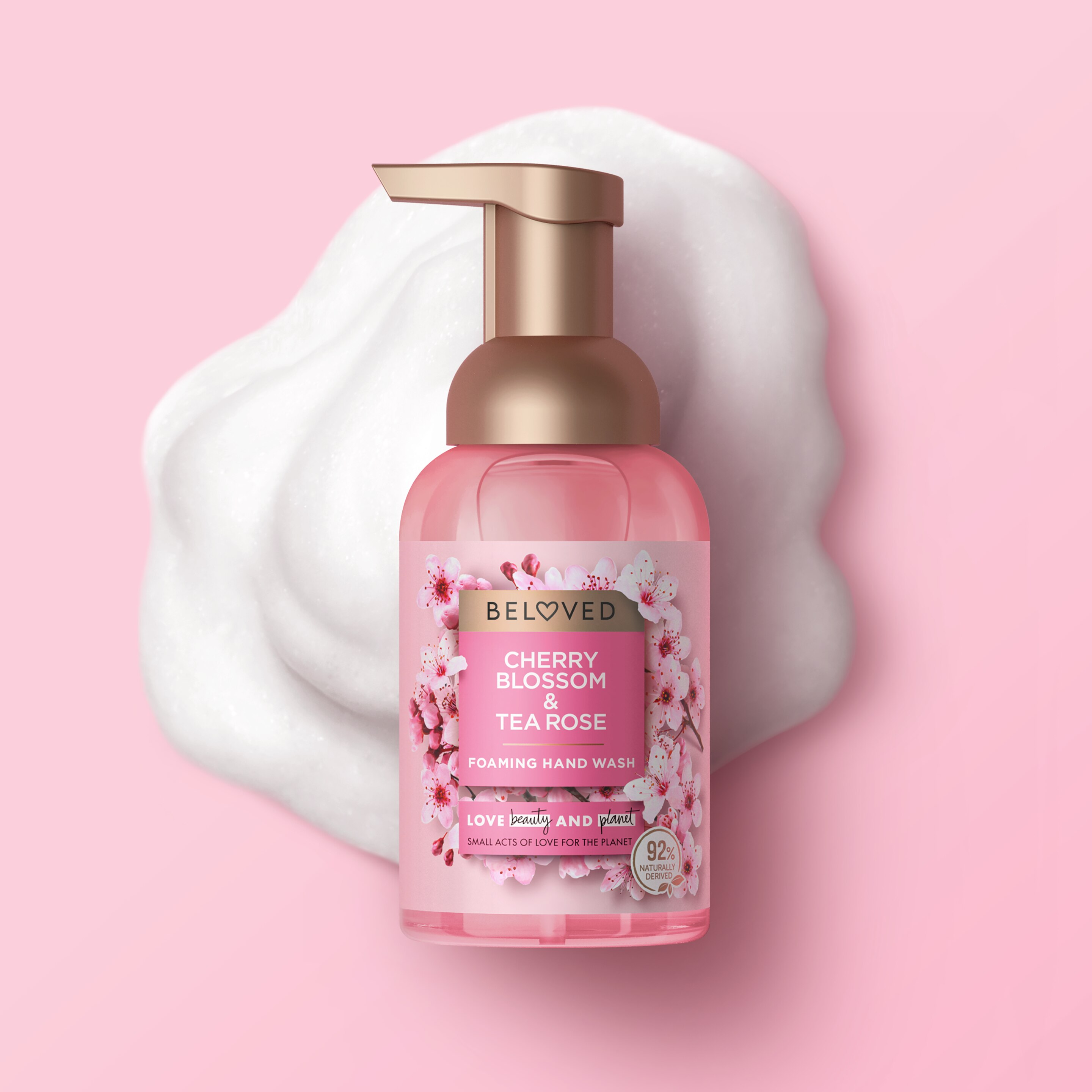 Texture Shot Love Beauty Planet Cherry Blossom & Tea Rose Foaming Hand Wash