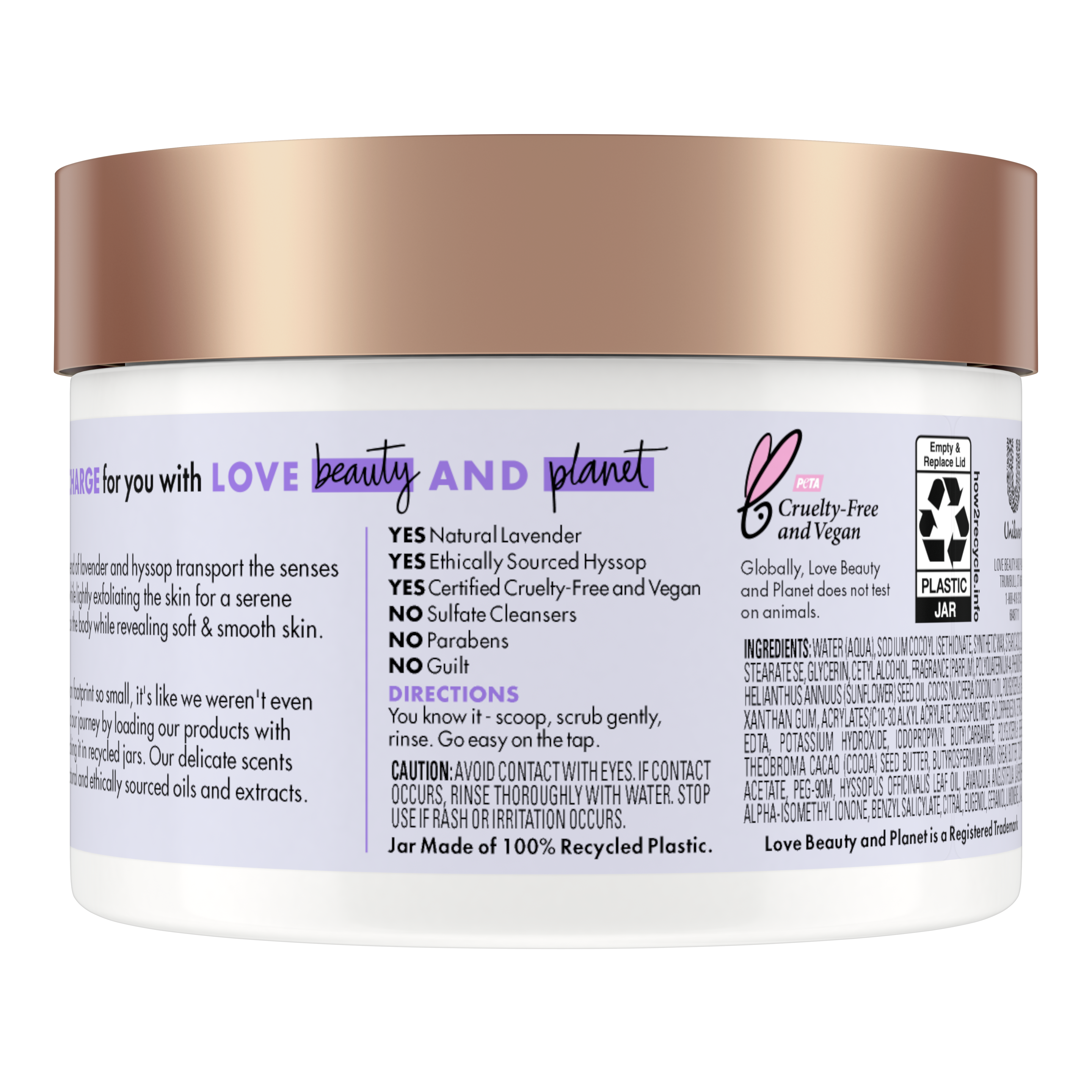 Back of body scrub pack Love Beauty Planet Lavender & Hyssop Whipped Body Scrub