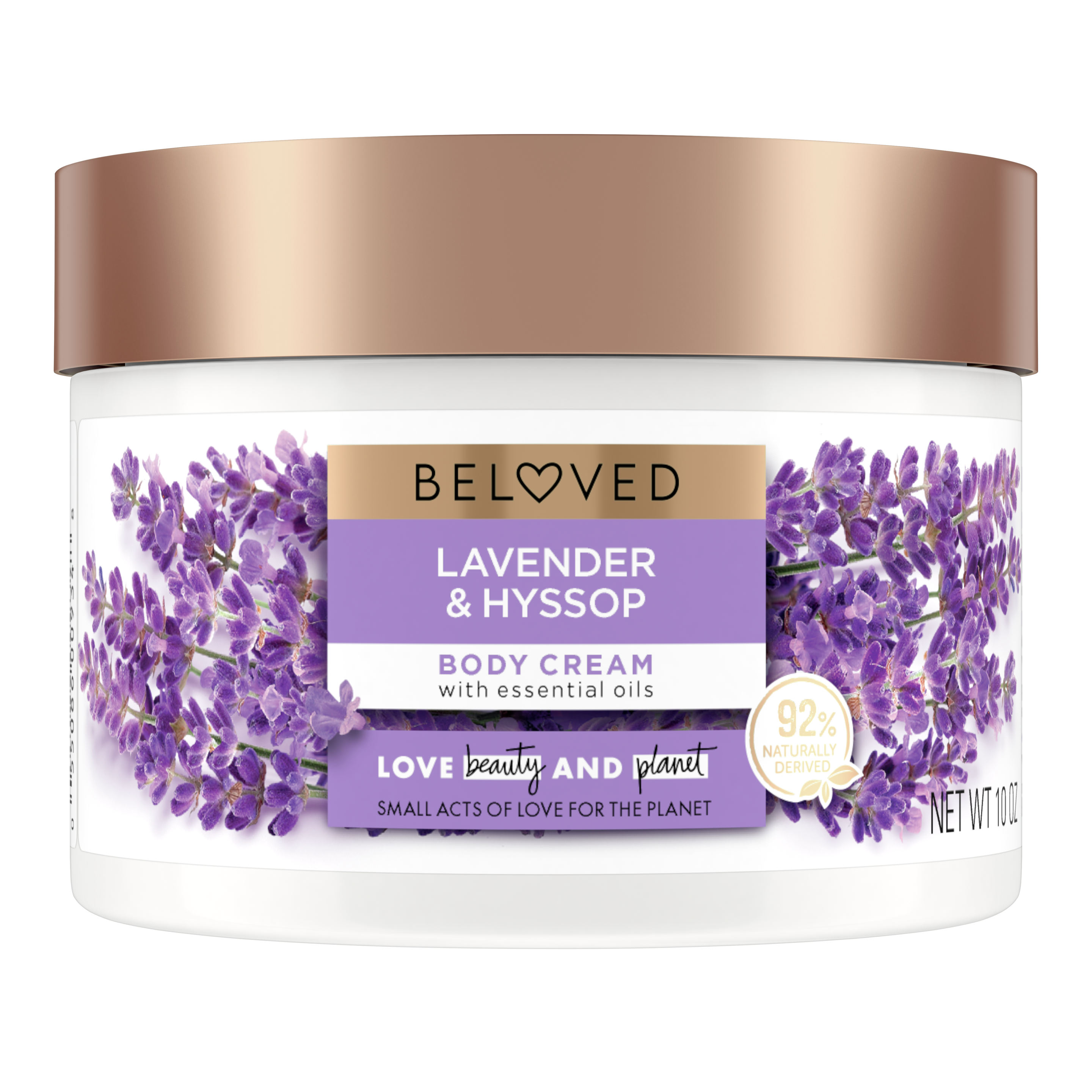 Front of body cream pack Love Beauty Planet Lavender & Hyssop Body Cream