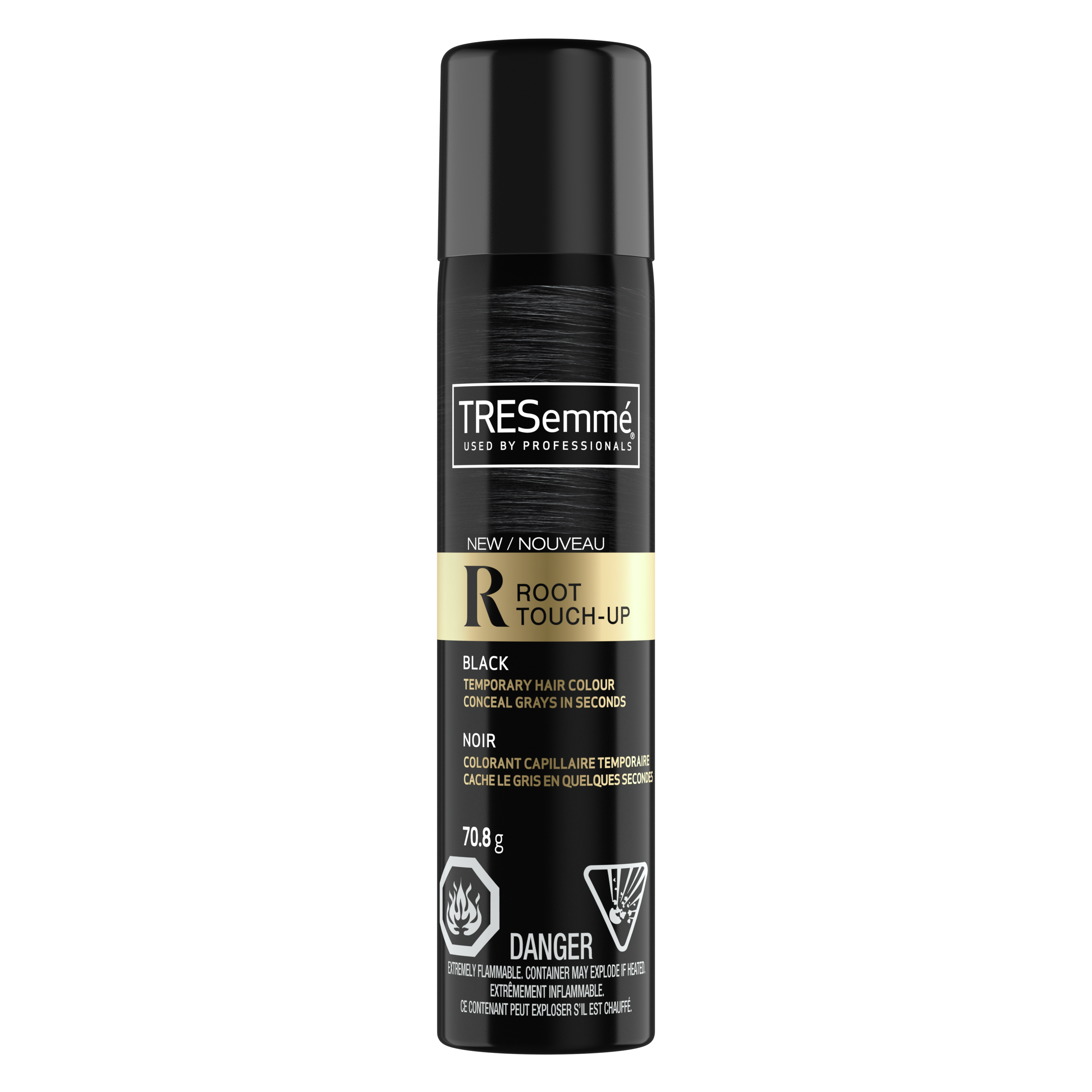 Image de l'avant de la bouteille de TRESemmé® Root Touch Up Spray for Black Hair 70.8g