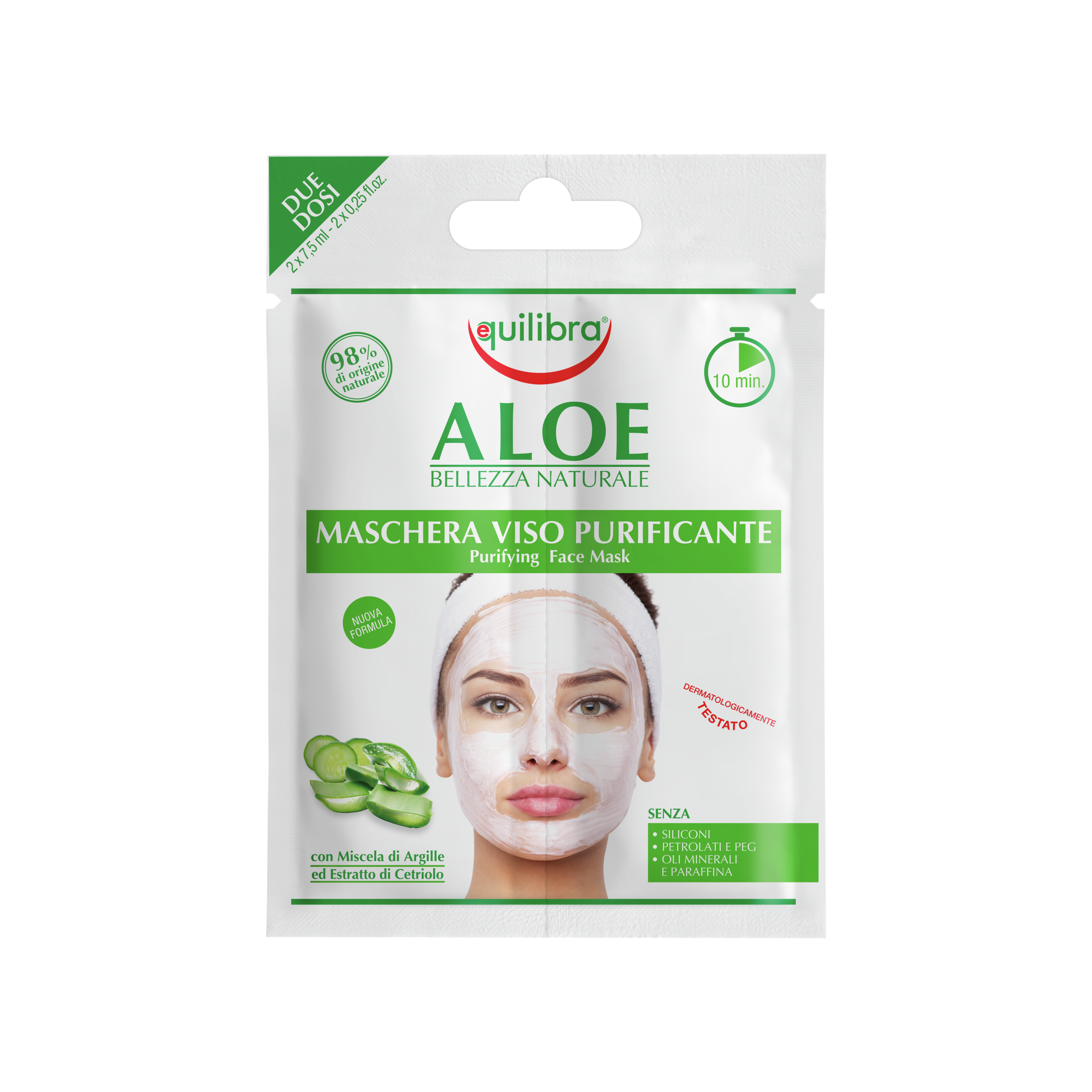 Aloe Maschera Viso Purificante Equilibra<sup>®</sup>  - Bustina bidose 2x7