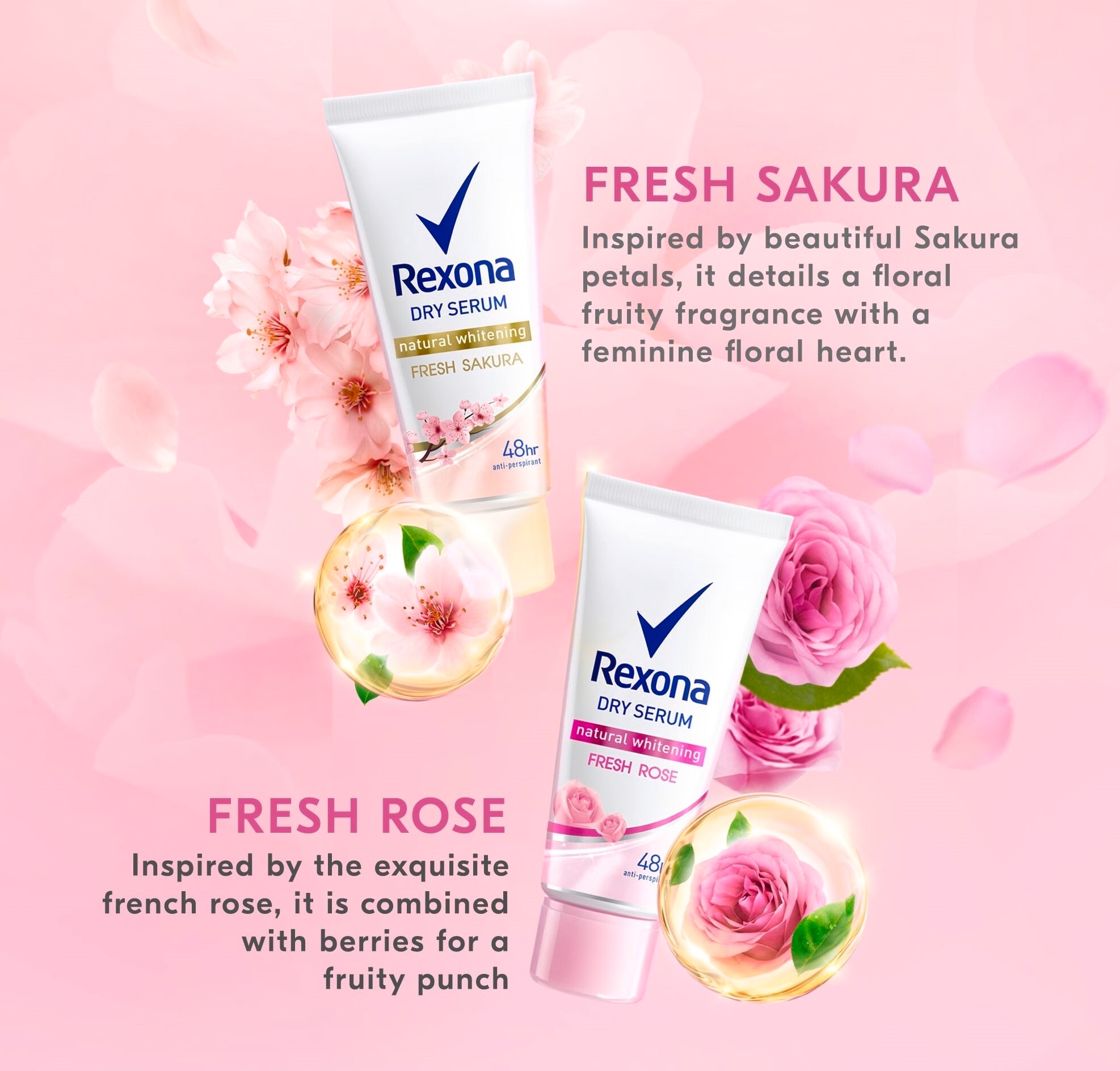 Rexona Natural Whitening Fresh Rose and Fresh Sakura 