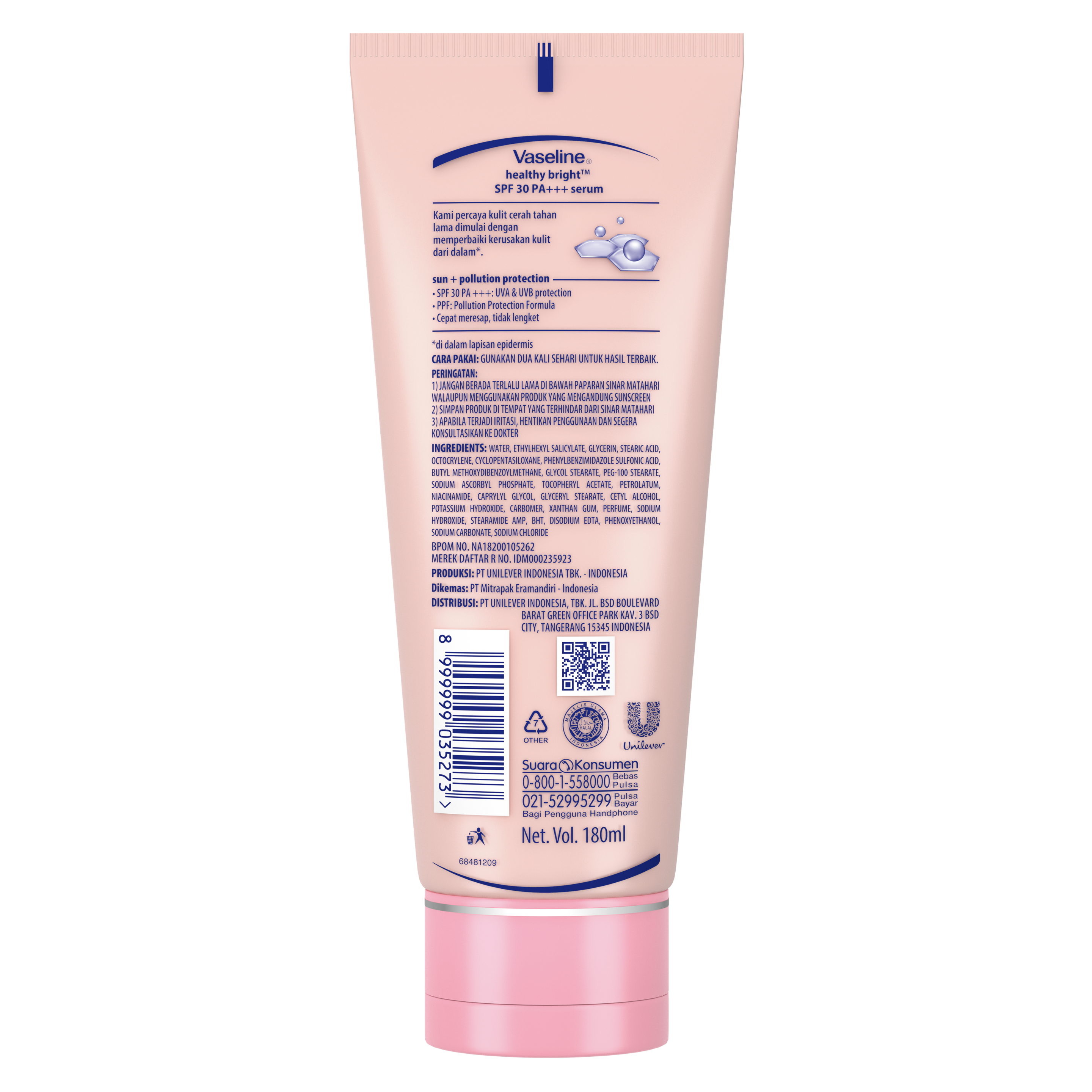 Sữa dưỡng thể trắng da Vaseline Healthy Bright Dưỡng ẩm Nâng tông tức thì 50x SPF50+ PA++++ 320ml packshot