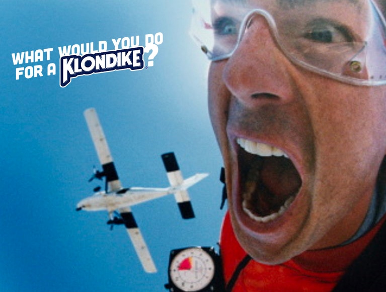 Close up of a man sky diving