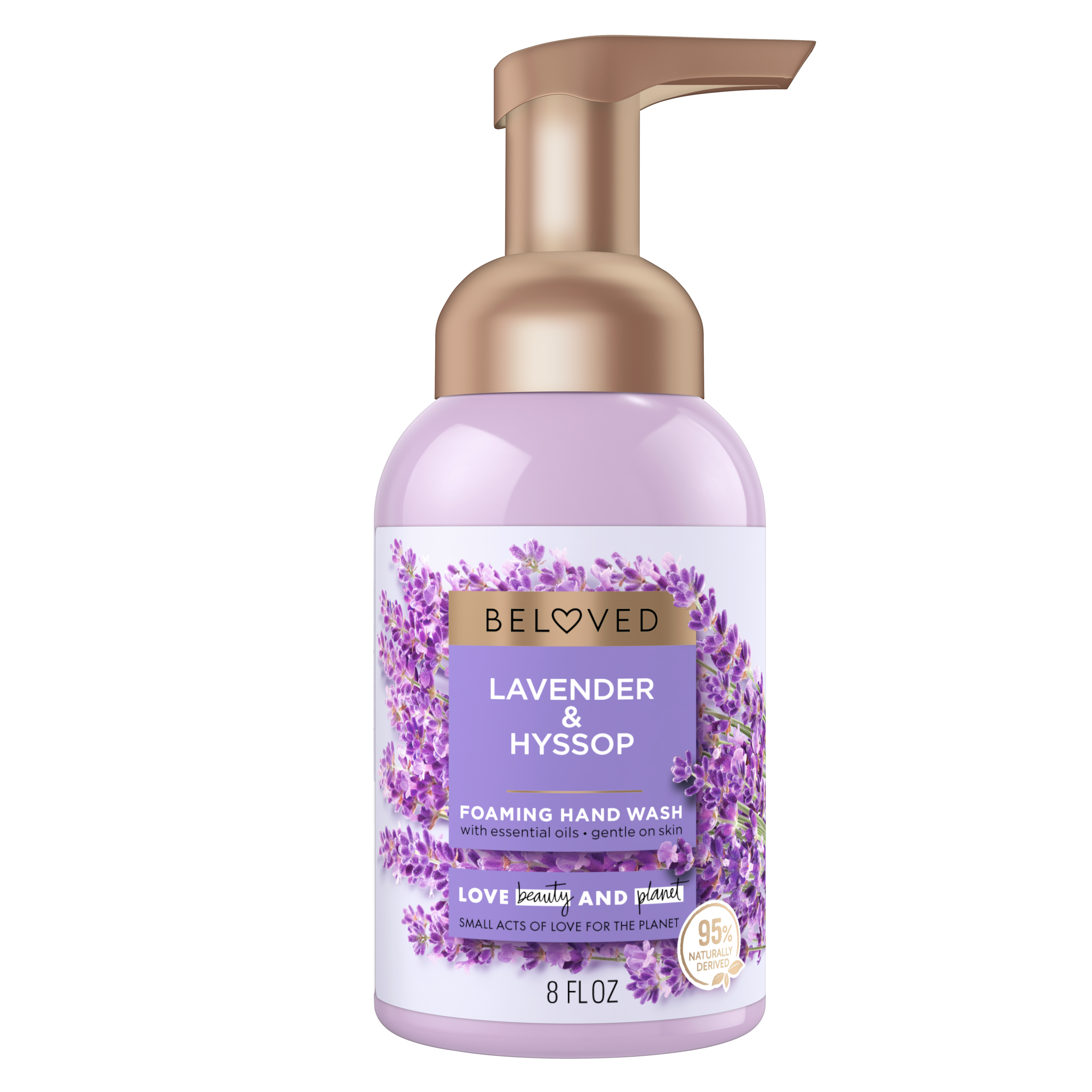 Front of foaming hand wash pack Love Beauty Planet Lavender & Hyssop Foaming Hand Wash