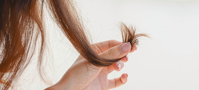 damaged hair ends Text