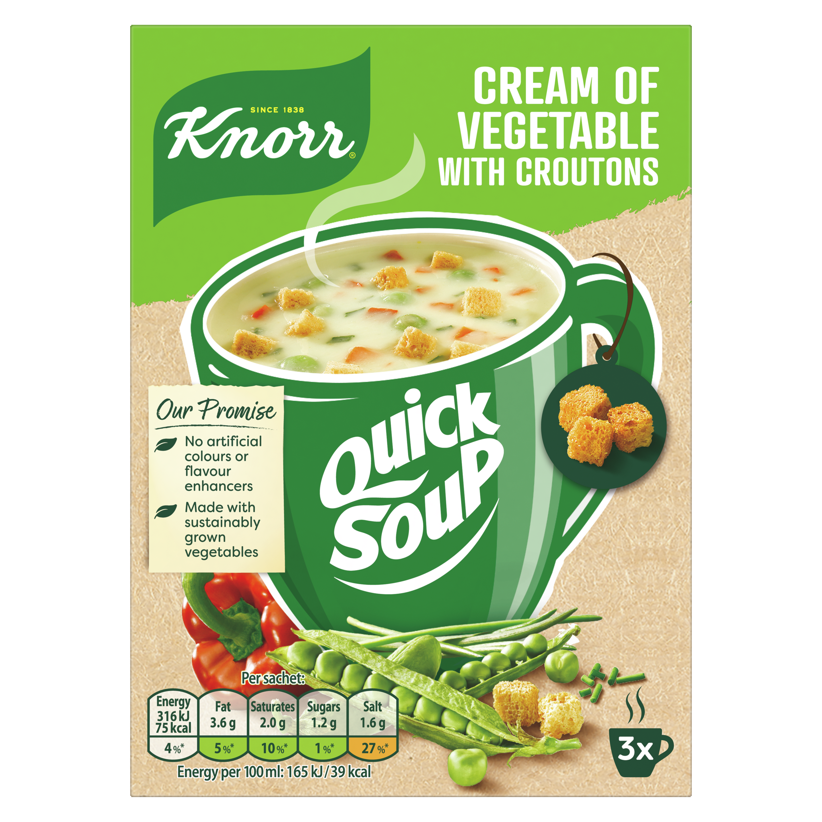 Quick Soup Cream of Vegetable with Croutons