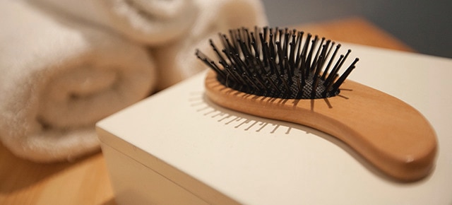 Escova de cabelo com cabo de madeira