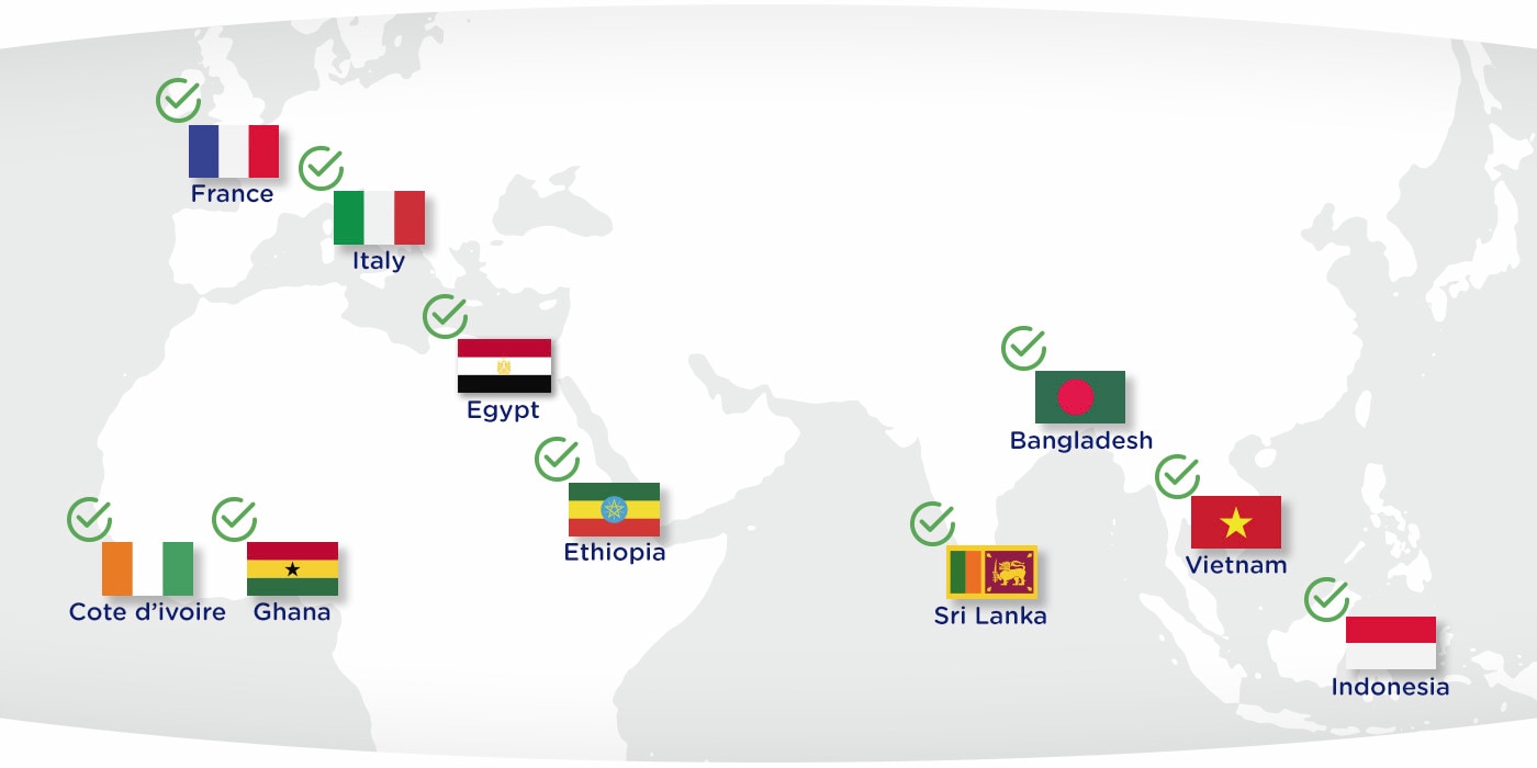 Infographic map showing the countries that Smile has outreach efforts