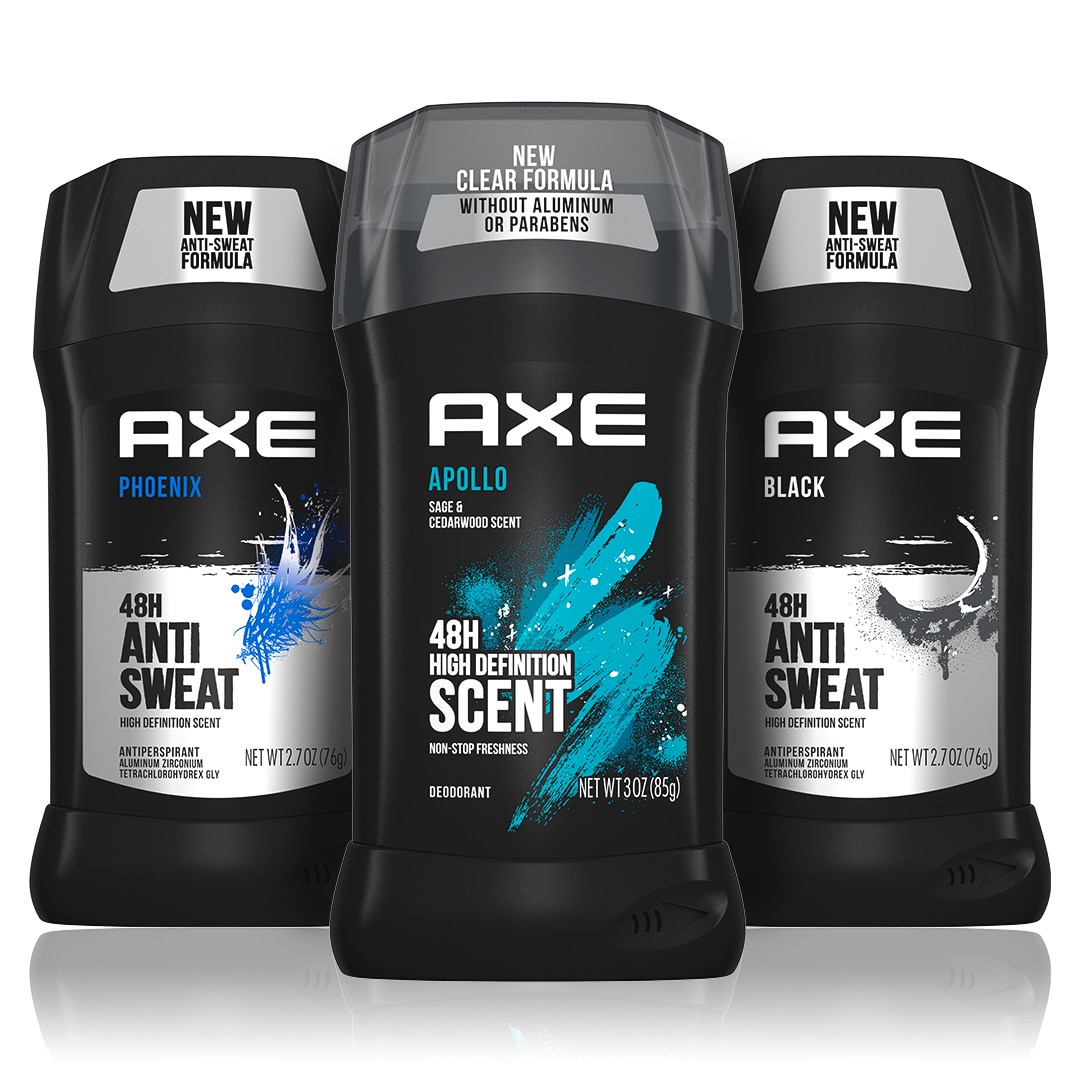 A selection of Axe antiperspirant and deodorant.
