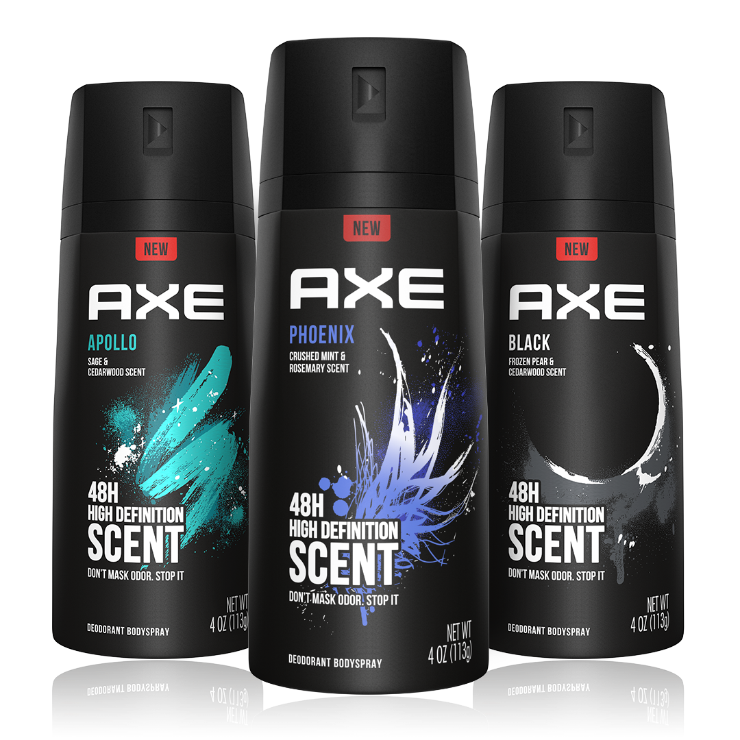 A selection of Axe daily fragrances.